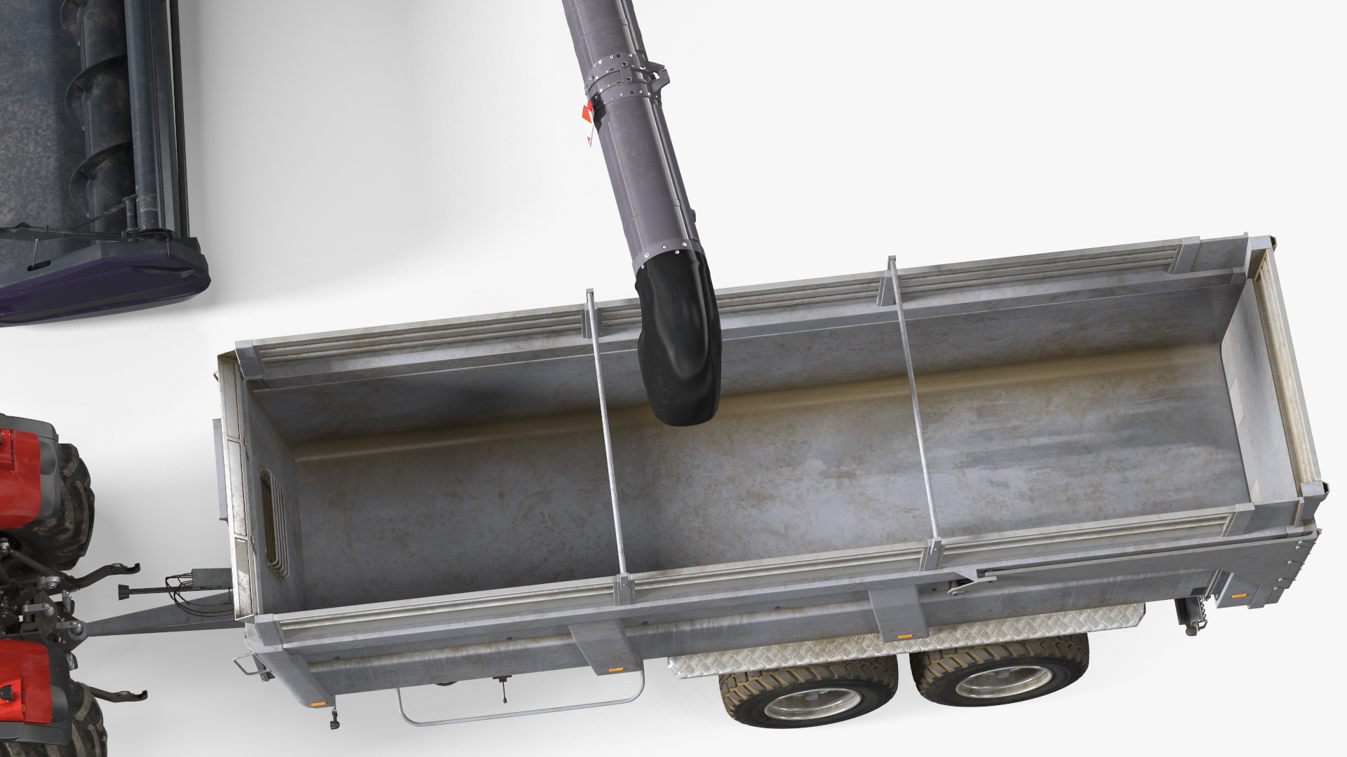 Harvester Massey Ferguson with Tractor with Agricultural Trailer 3D model