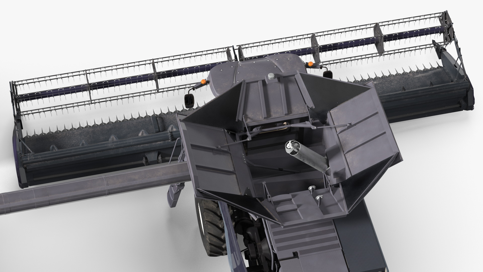 Harvester Massey Ferguson with Tractor with Agricultural Trailer 3D model