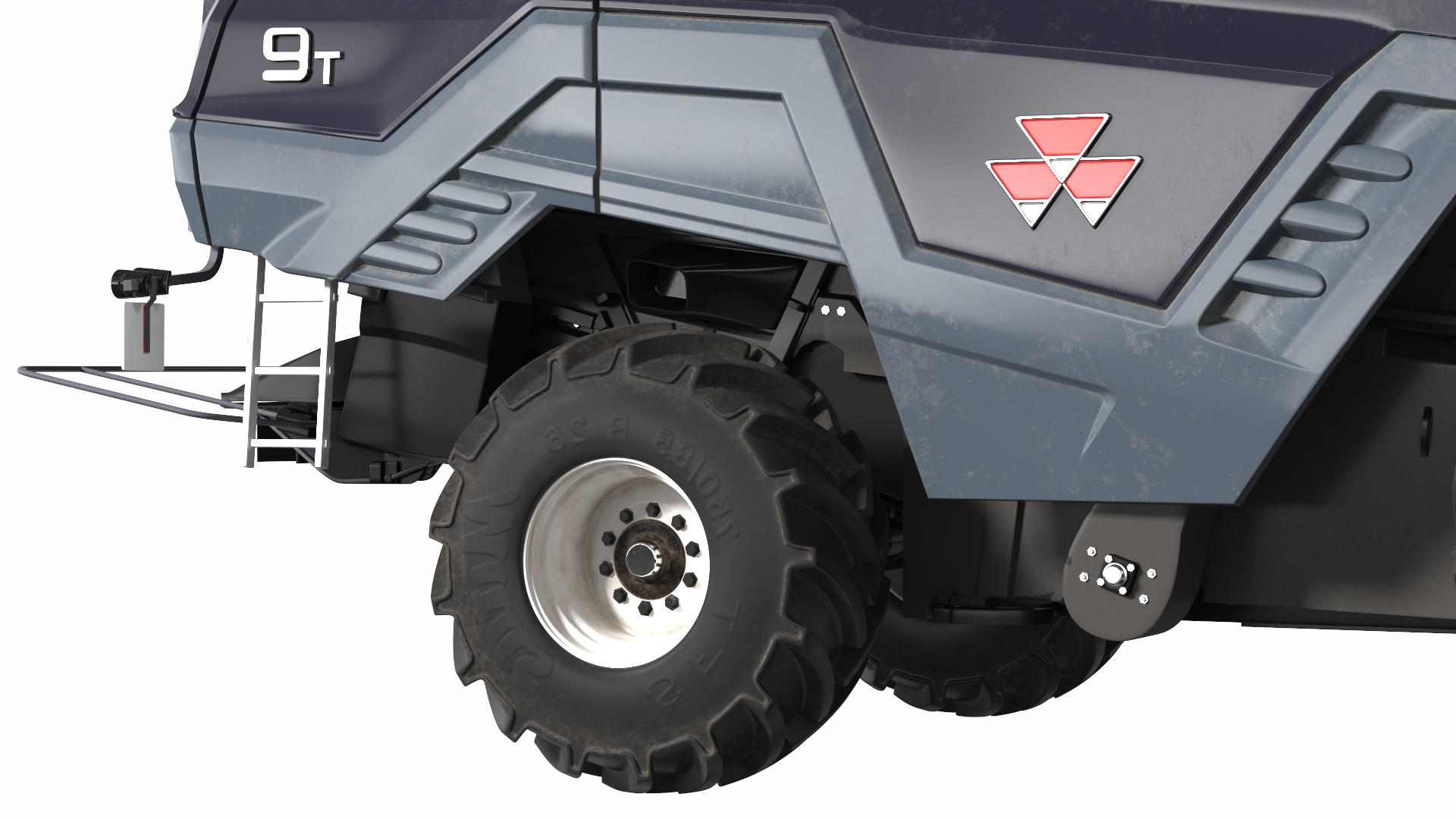 Harvester Massey Ferguson with Tractor with Agricultural Trailer 3D model