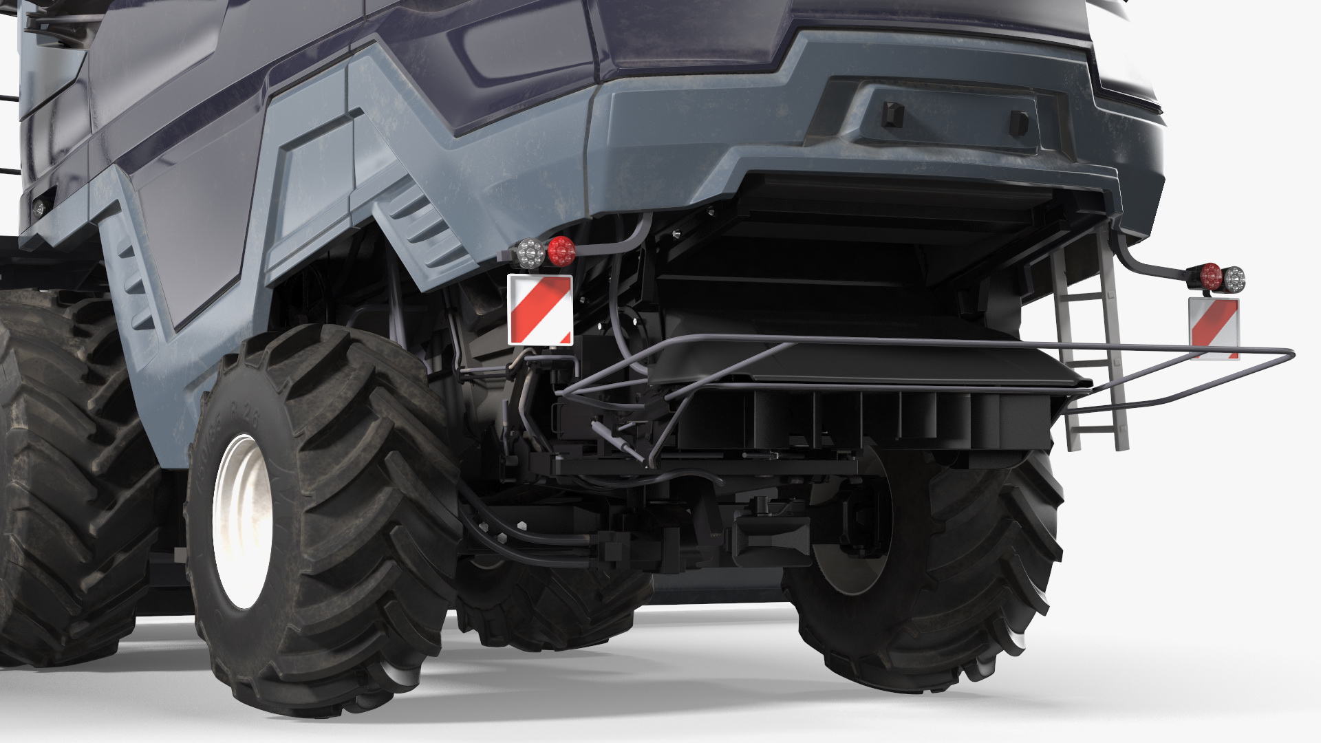 Harvester Massey Ferguson with Tractor with Agricultural Trailer 3D model