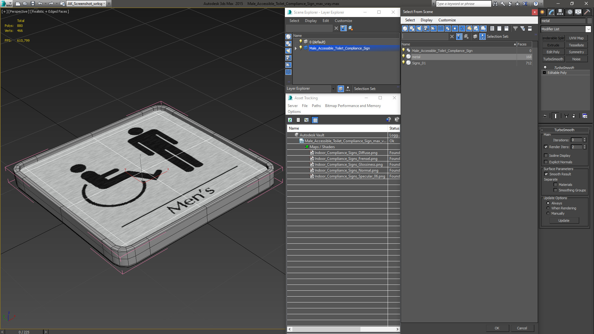3D Male Accessible Toilet Compliance Sign model