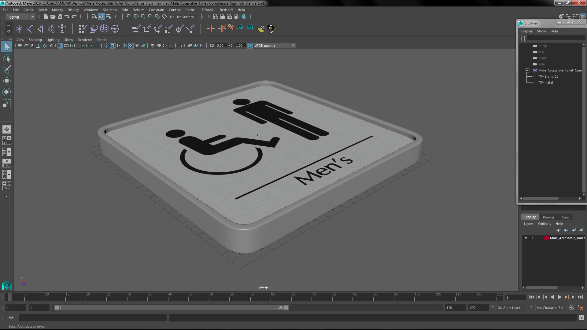 3D Male Accessible Toilet Compliance Sign model