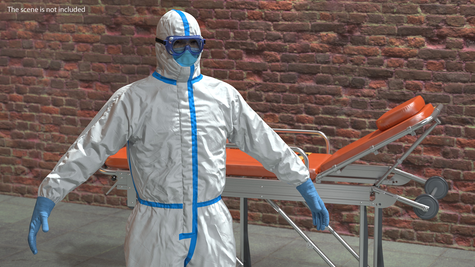 3D Man in Disposable Medical Protective Suit