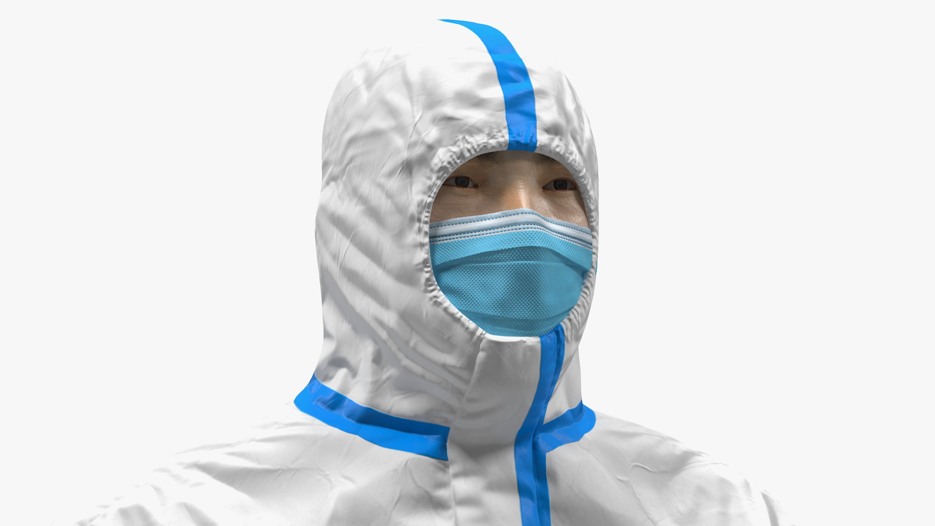 3D Man in Disposable Medical Protective Suit