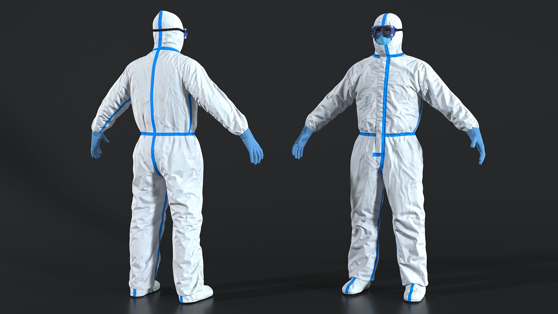 3D Man in Disposable Medical Protective Suit
