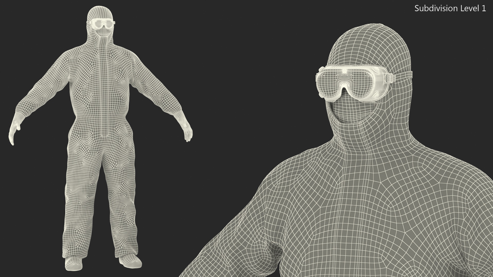 3D Man in Disposable Medical Protective Suit