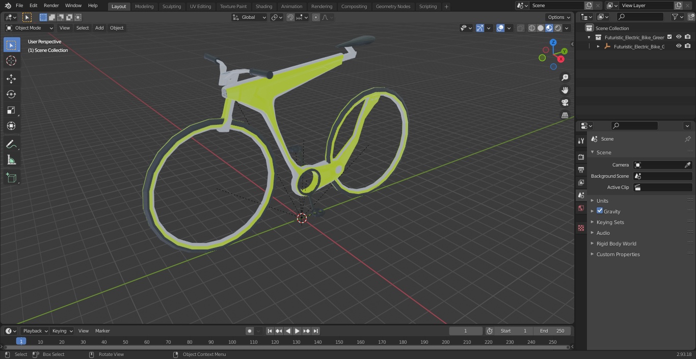 3D model Futuristic Electric Bike Green