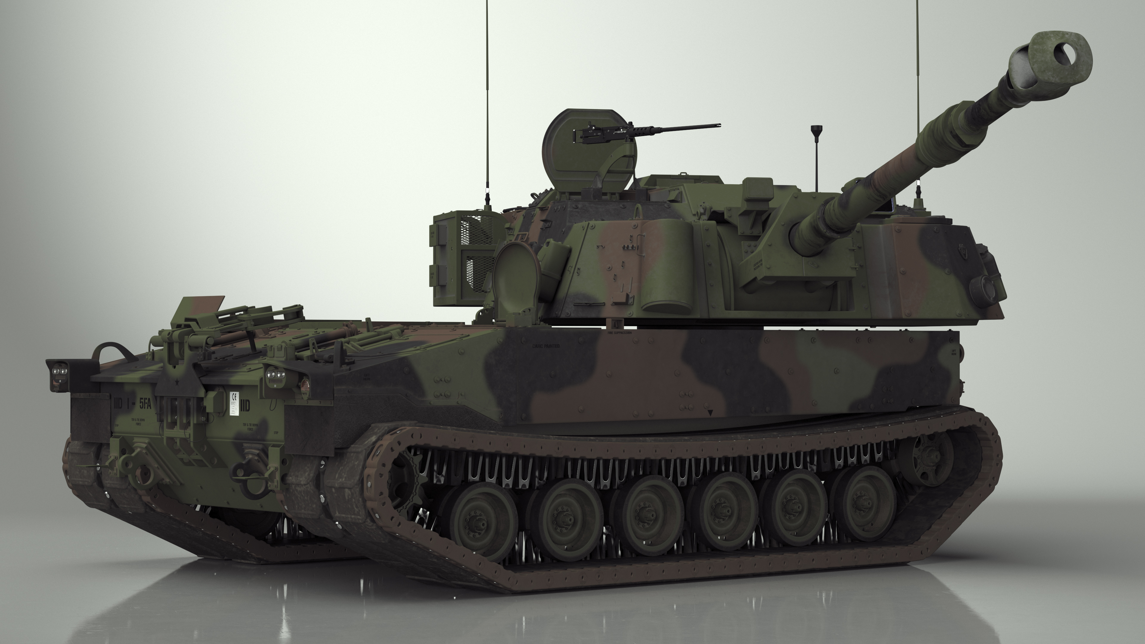 3D model M109 Paladin Howitzer Camouflage Color Rigged