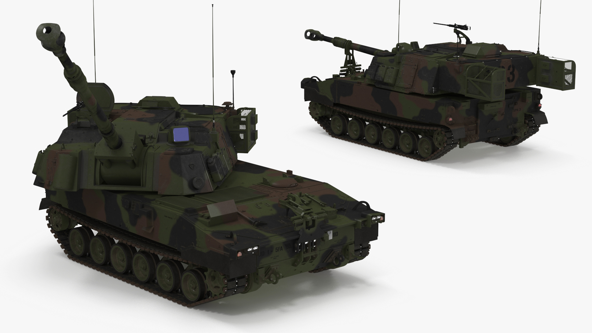 3D model M109 Paladin Howitzer Camouflage Color Rigged