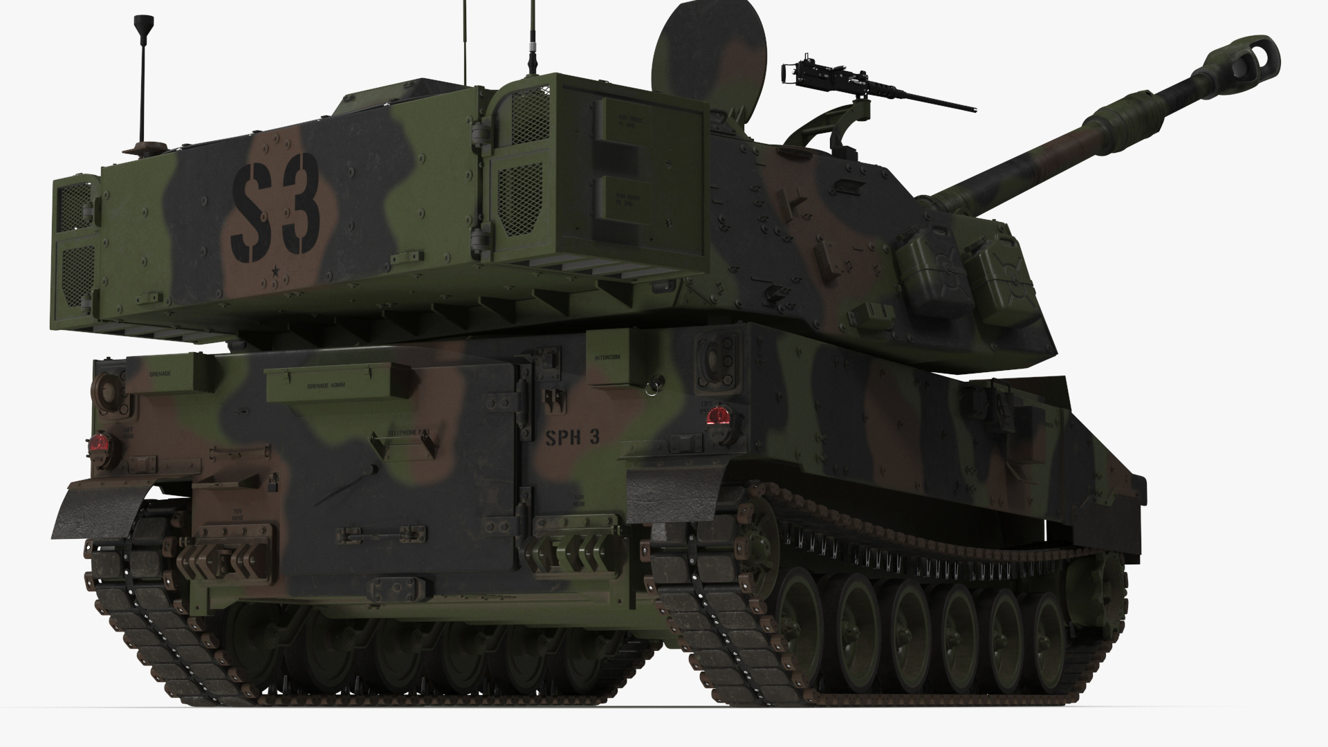 3D model M109 Paladin Howitzer Camouflage Color Rigged