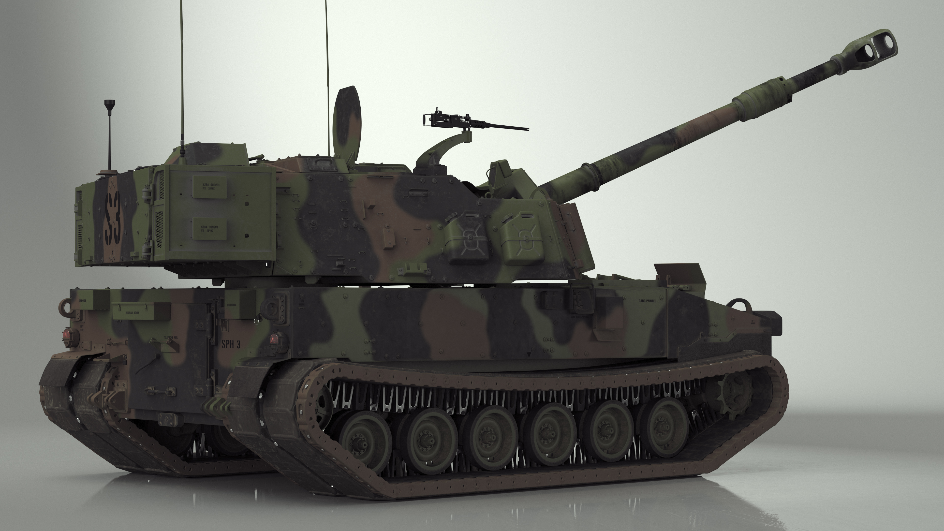 3D model M109 Paladin Howitzer Camouflage Color Rigged