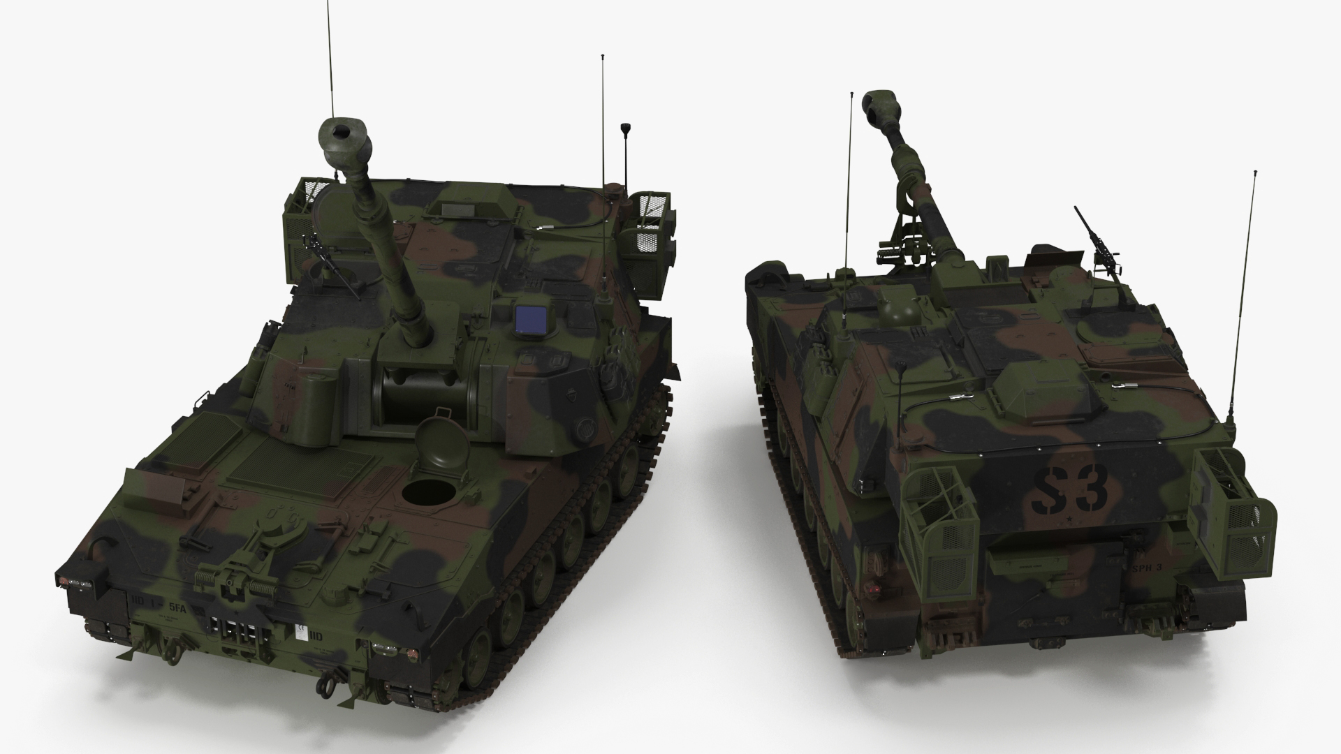 3D model M109 Paladin Howitzer Camouflage Color Rigged