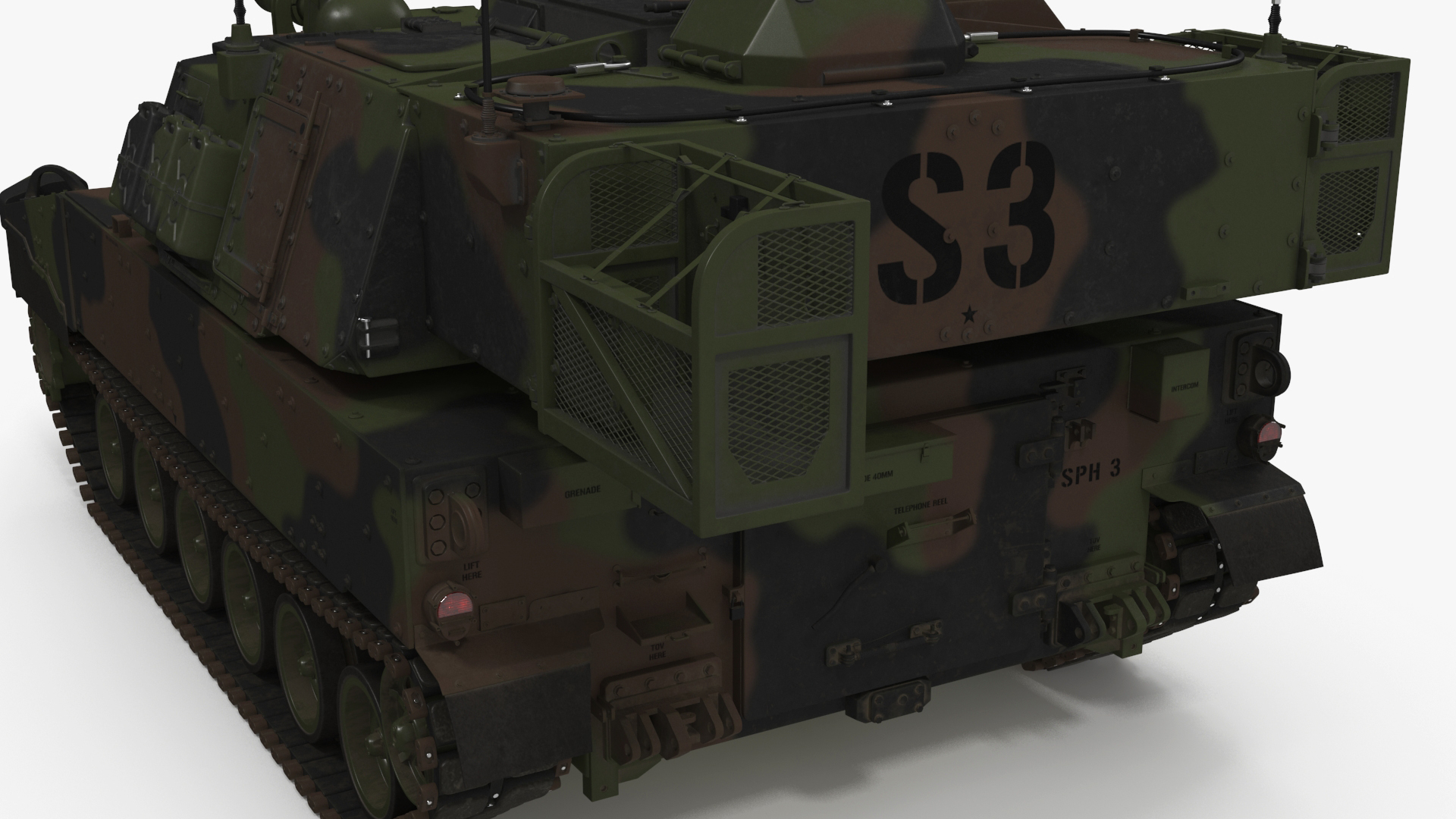 3D model M109 Paladin Howitzer Camouflage Color Rigged