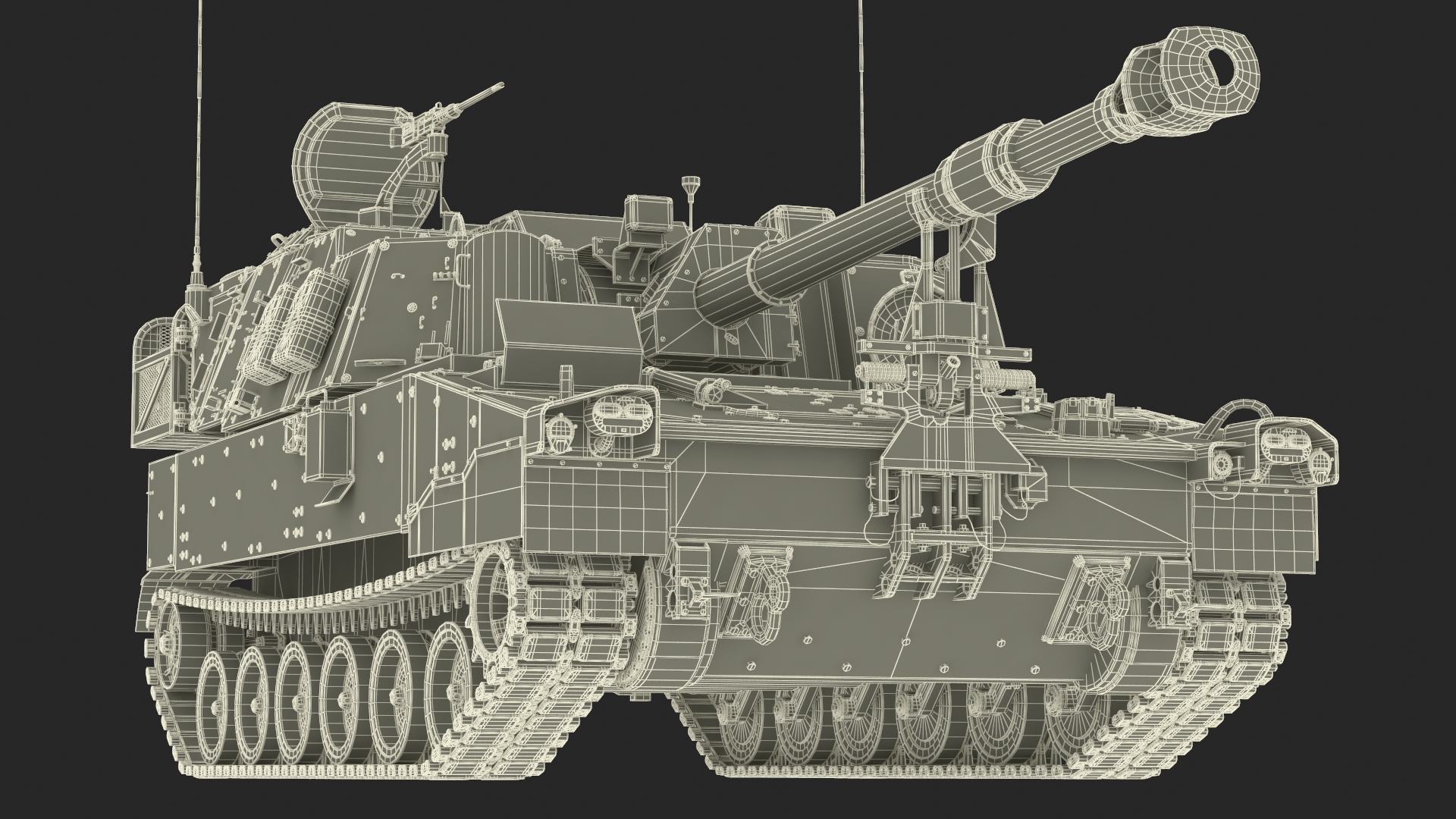 3D model M109 Paladin Howitzer Camouflage Color Rigged