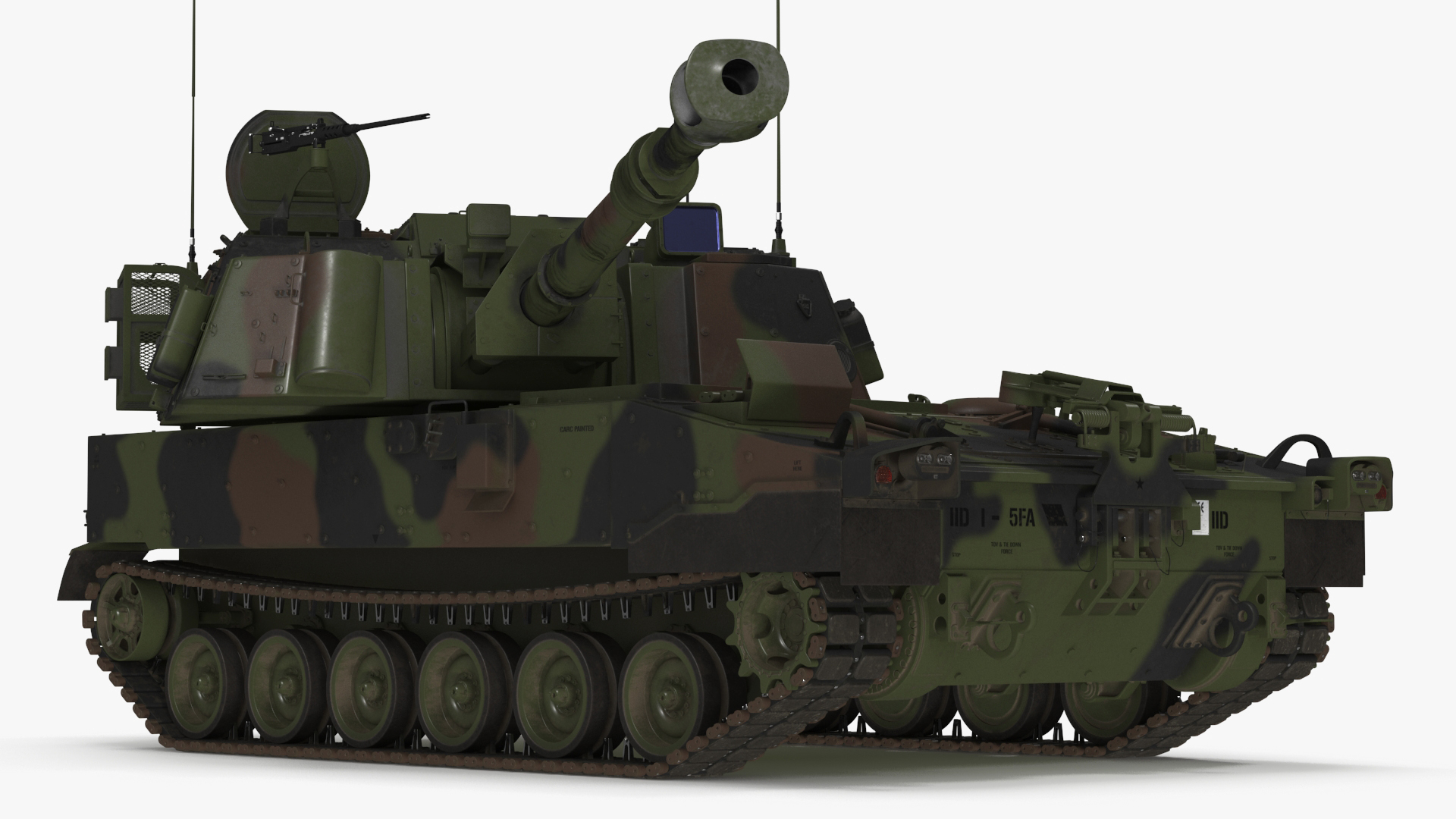 3D model M109 Paladin Howitzer Camouflage Color Rigged