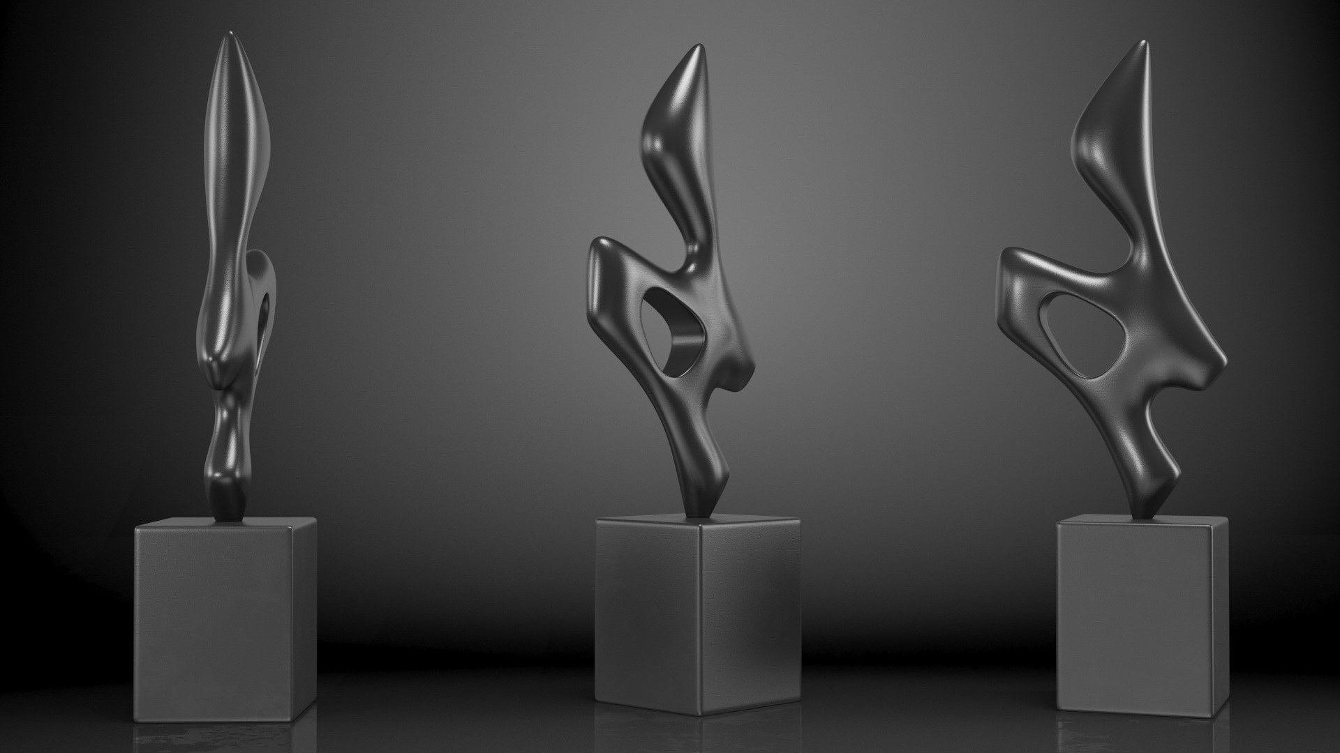 3D Home Decor Sculpture Wooden Black model
