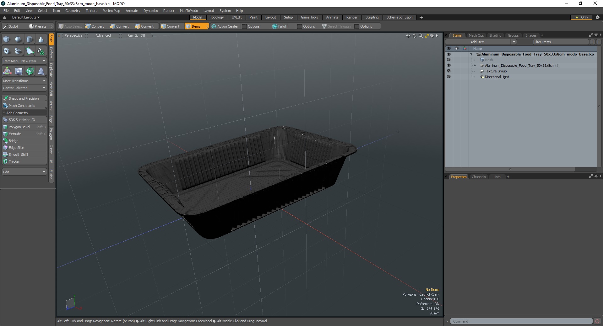 Aluminum Disposable Food Tray 50x33x8cm 3D model