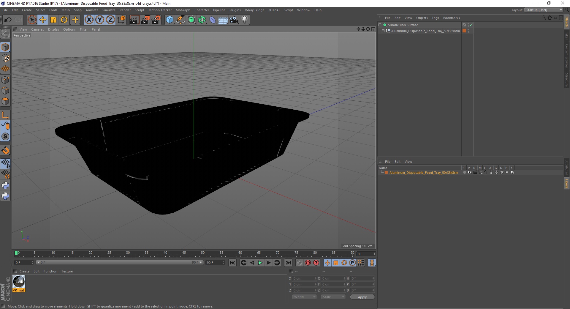 Aluminum Disposable Food Tray 50x33x8cm 3D model