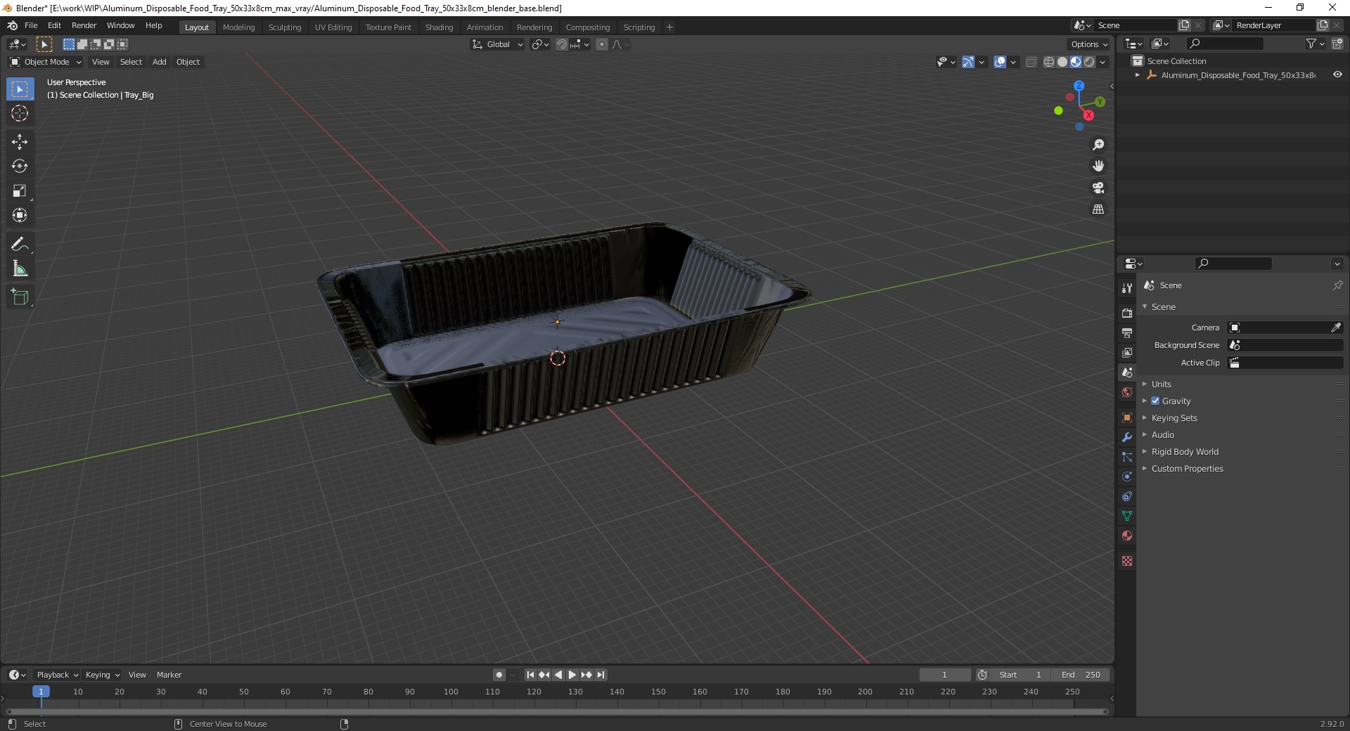 Aluminum Disposable Food Tray 50x33x8cm 3D model