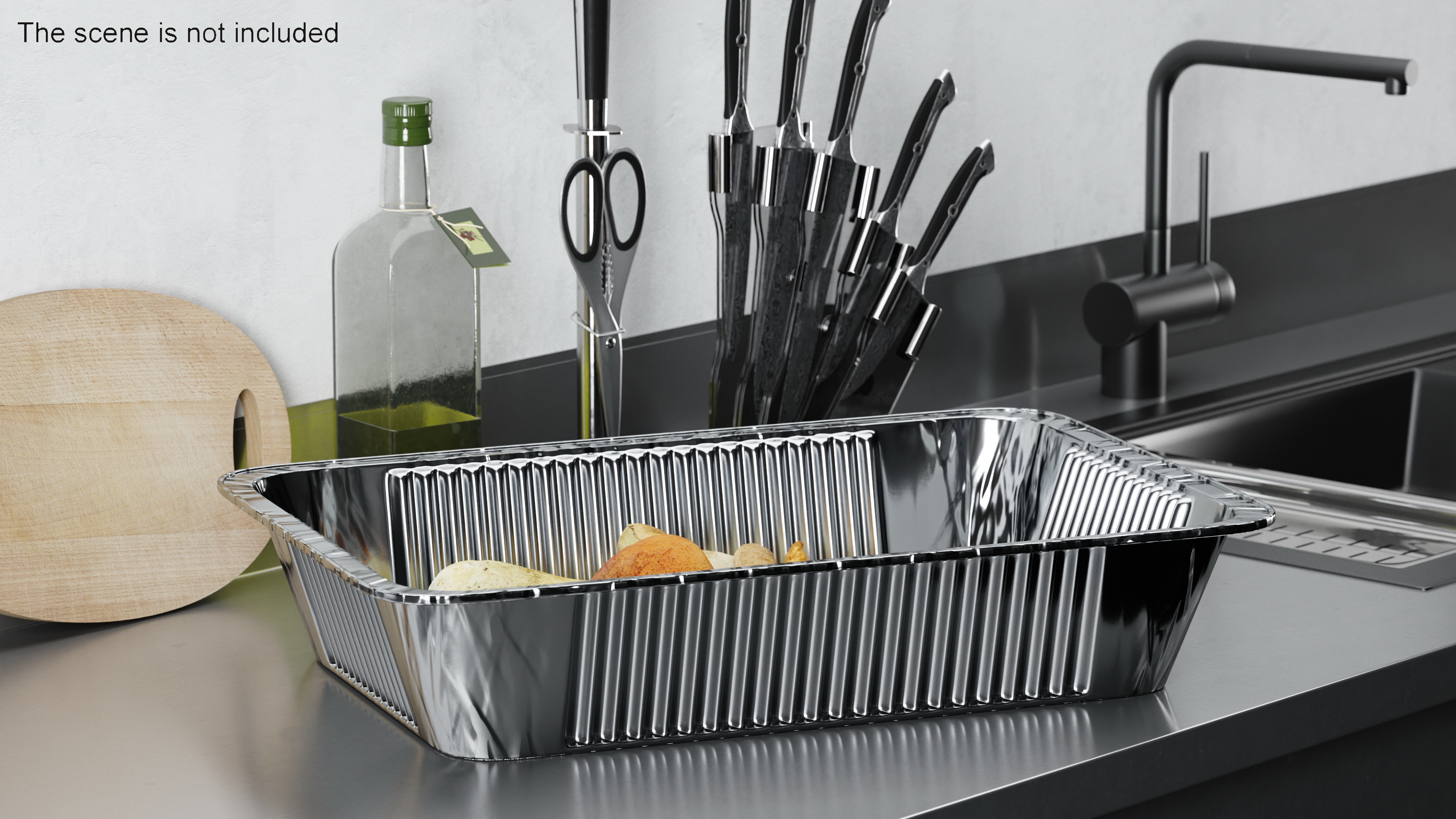 Aluminum Disposable Food Tray 50x33x8cm 3D model