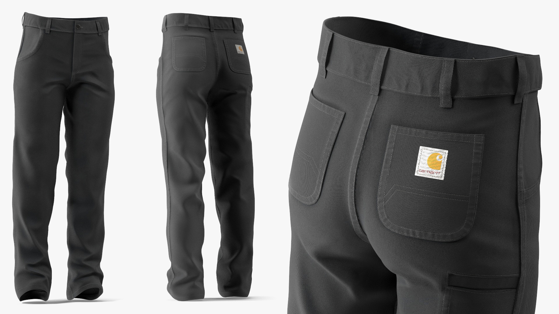 Carhartt Rigby Canvas Pants Black 3D model preview