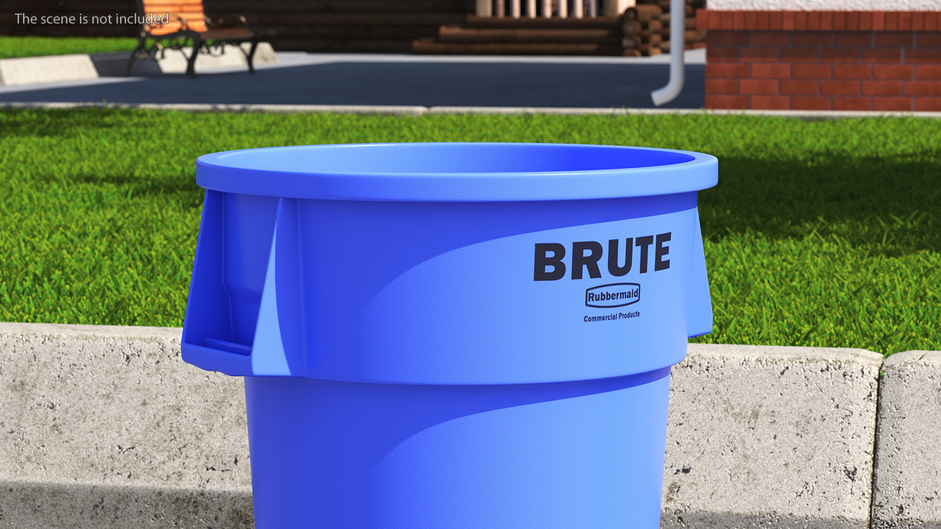 Rubbermaid Brute Blue Round Trash Can 3D