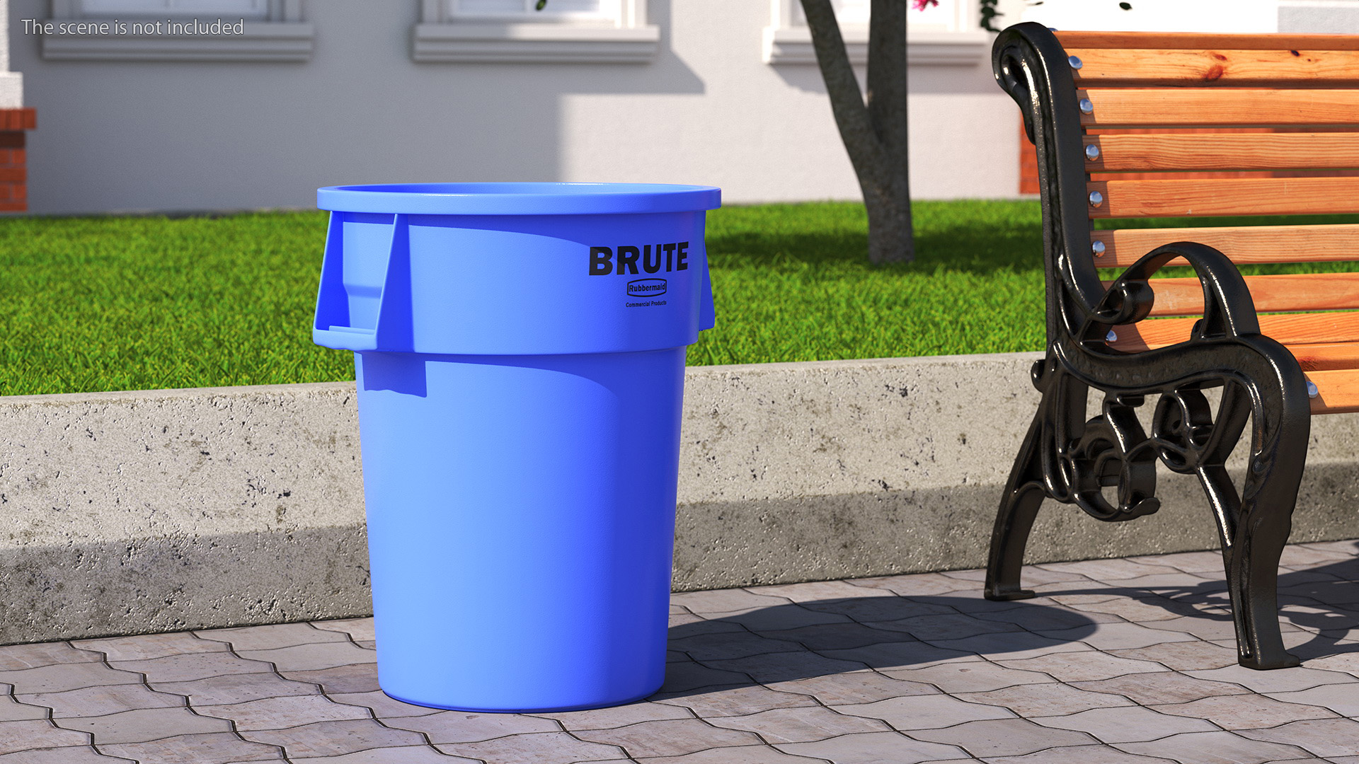 Rubbermaid Brute Blue Round Trash Can 3D