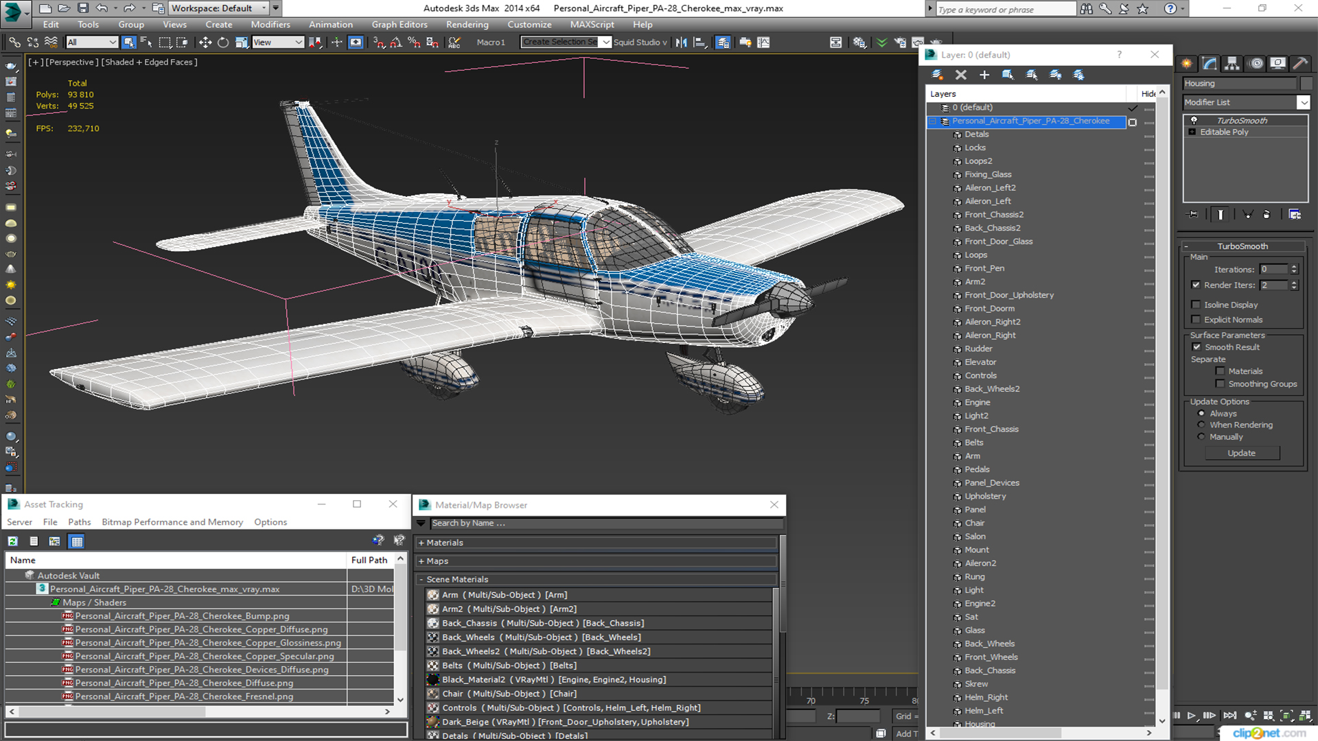 3D Personal Aircraft Piper PA-28 Cherokee model