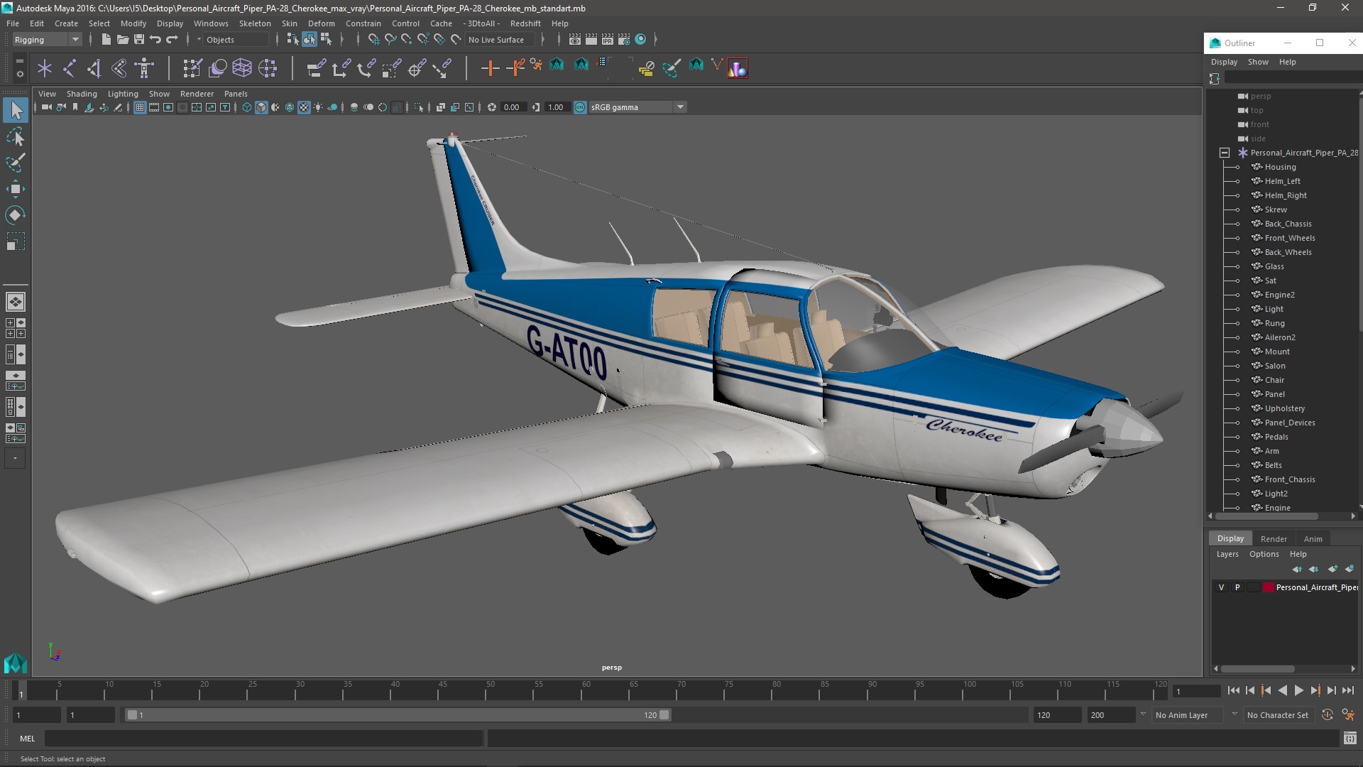 3D Personal Aircraft Piper PA-28 Cherokee model