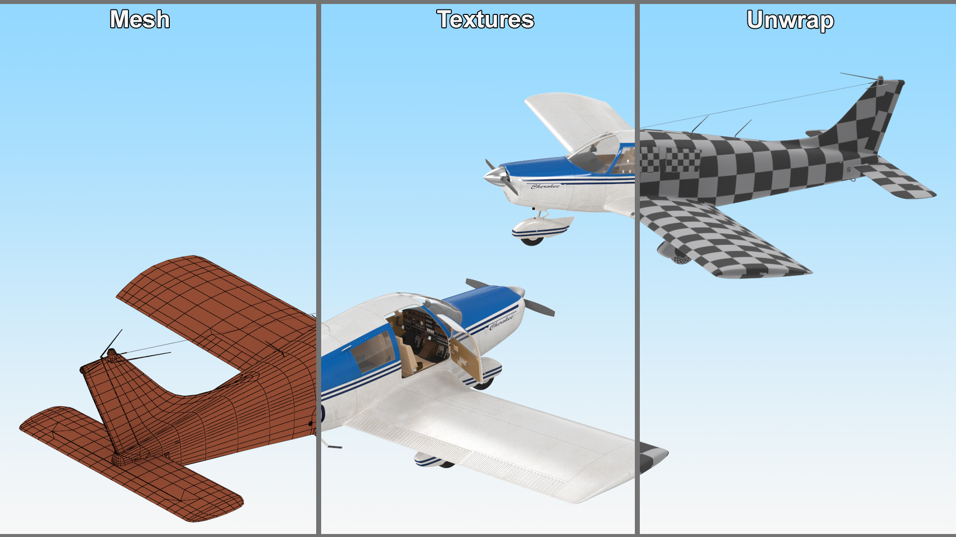 3D Personal Aircraft Piper PA-28 Cherokee model