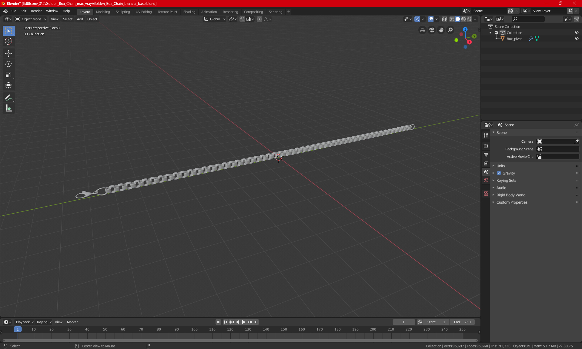 3D Golden Box Chain