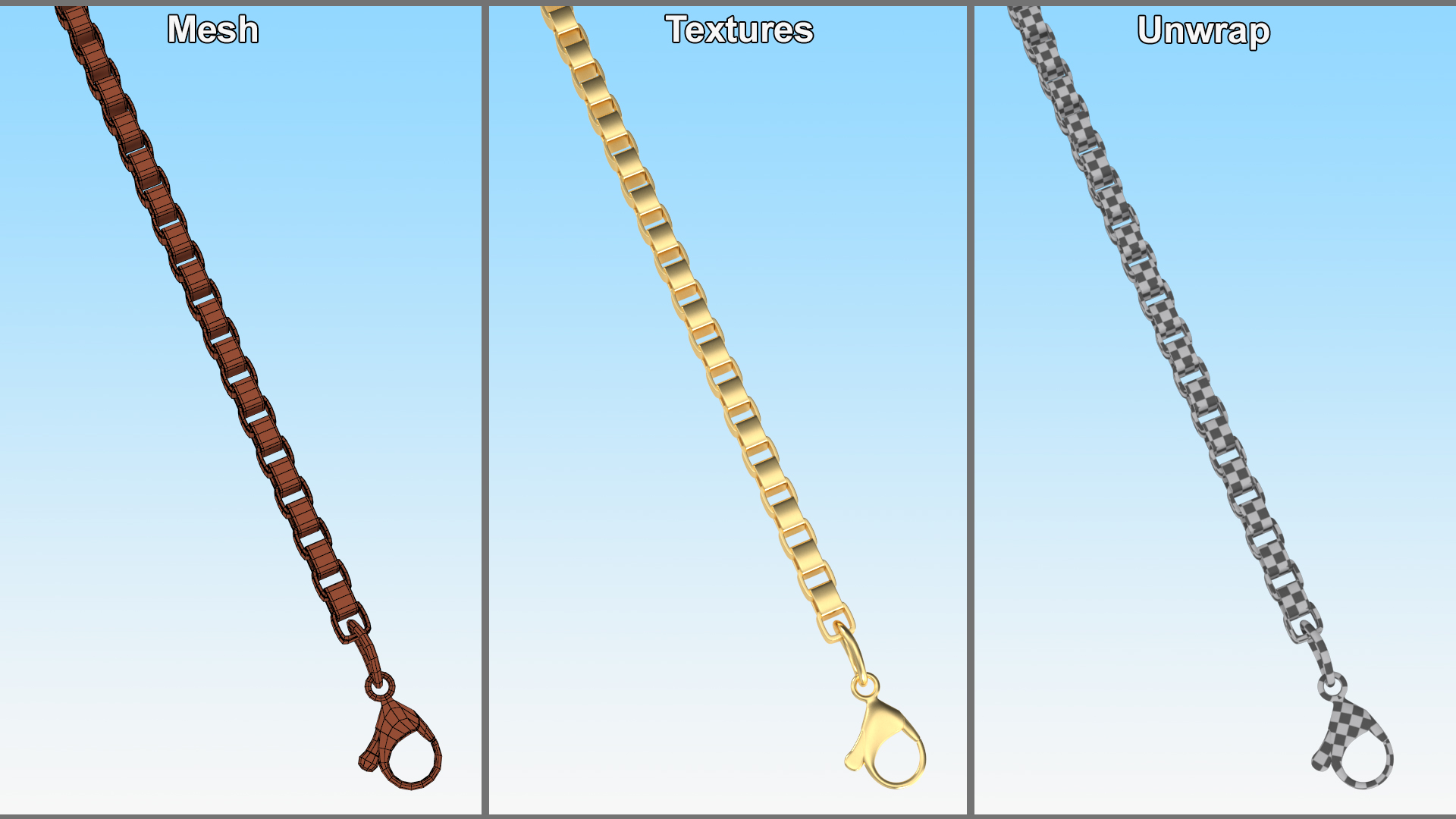 3D Golden Box Chain