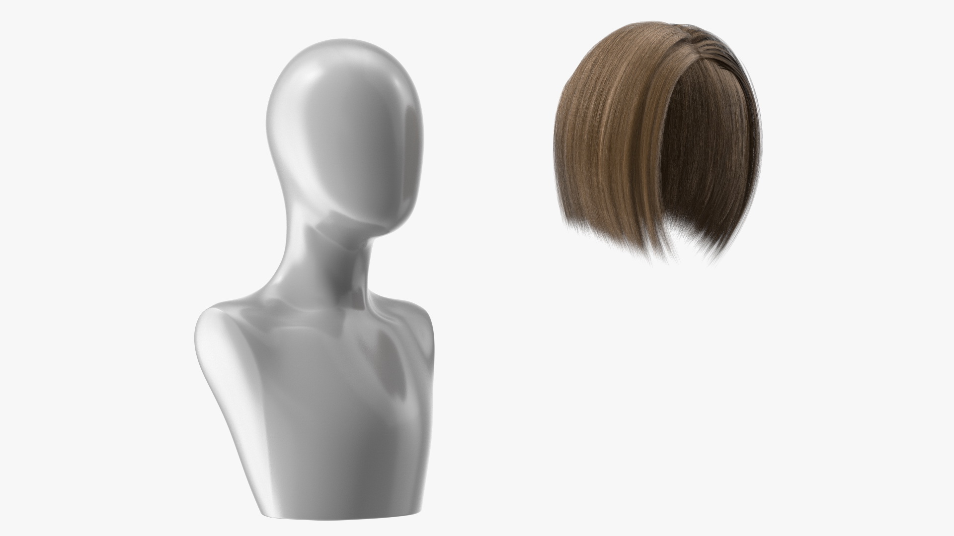 Sleek Bob Hairstyle Wig Brown 3D model