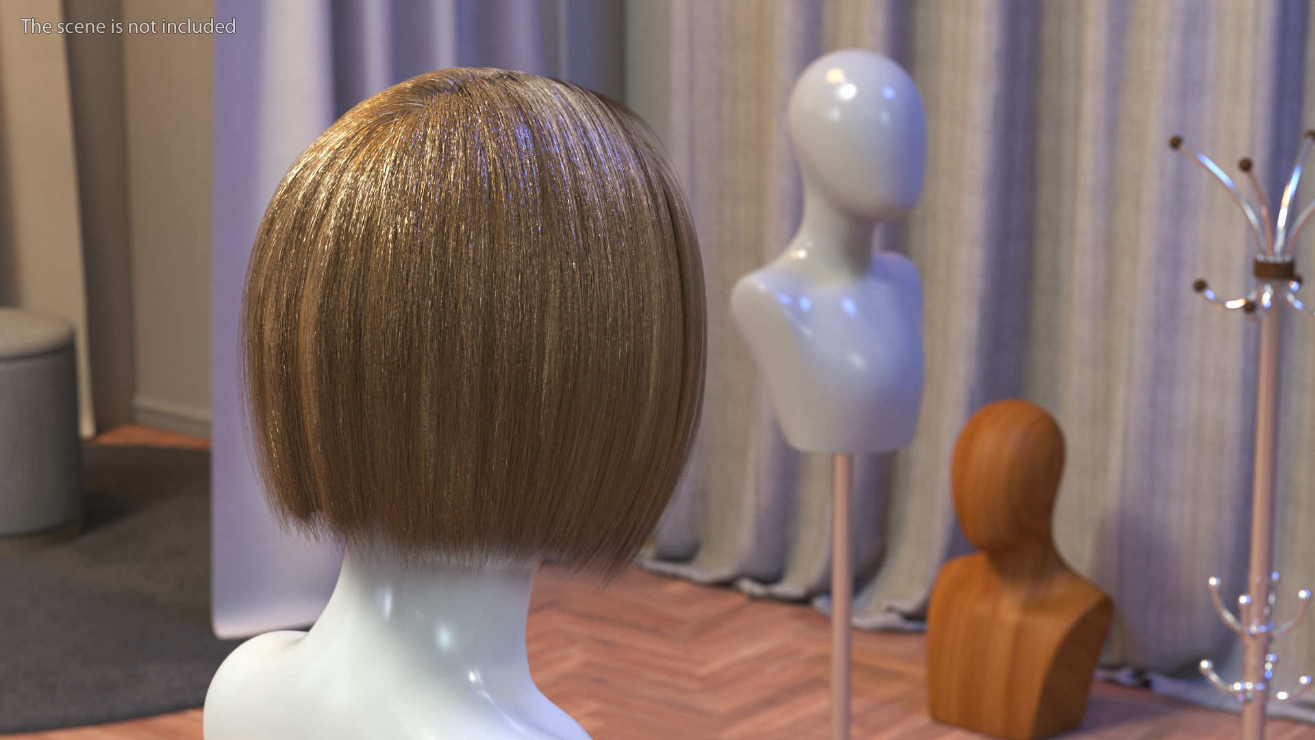Sleek Bob Hairstyle Wig Brown 3D model