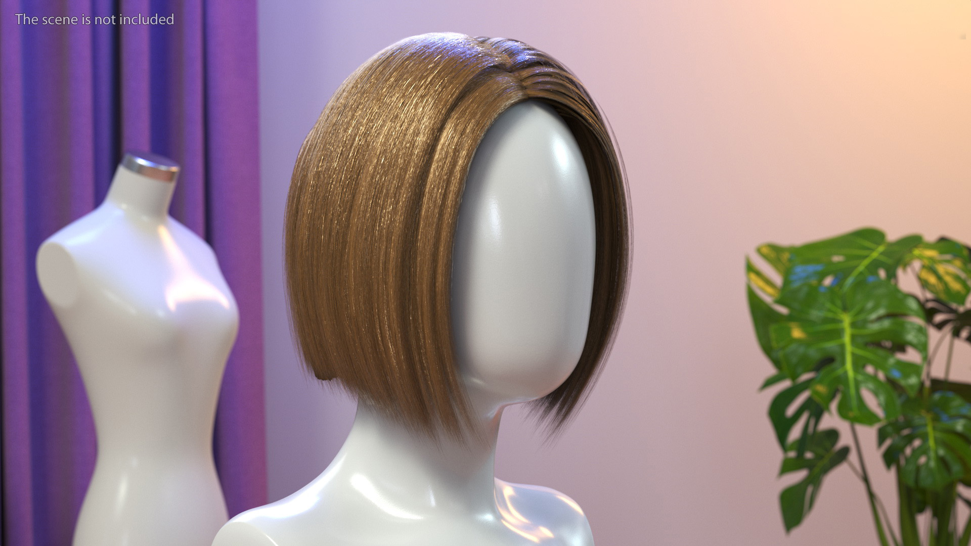 Sleek Bob Hairstyle Wig Brown 3D model