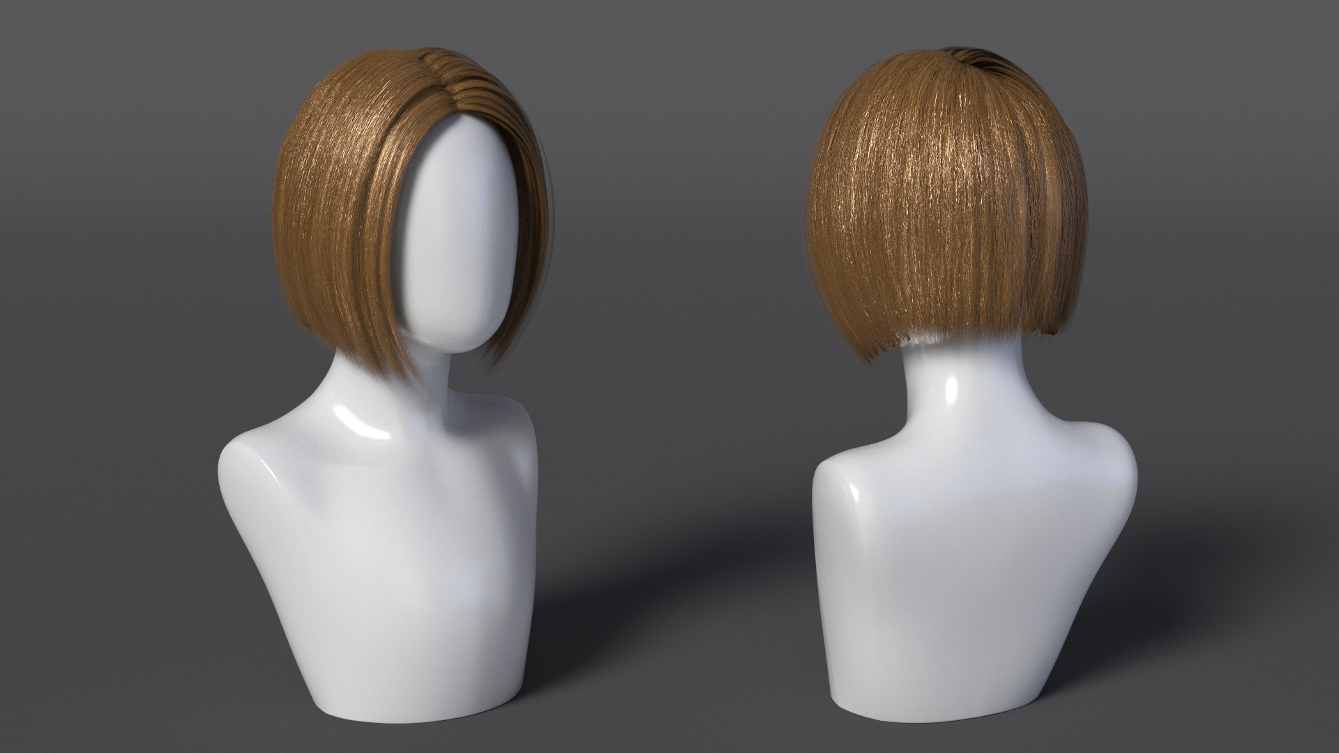 Sleek Bob Hairstyle Wig Brown 3D model