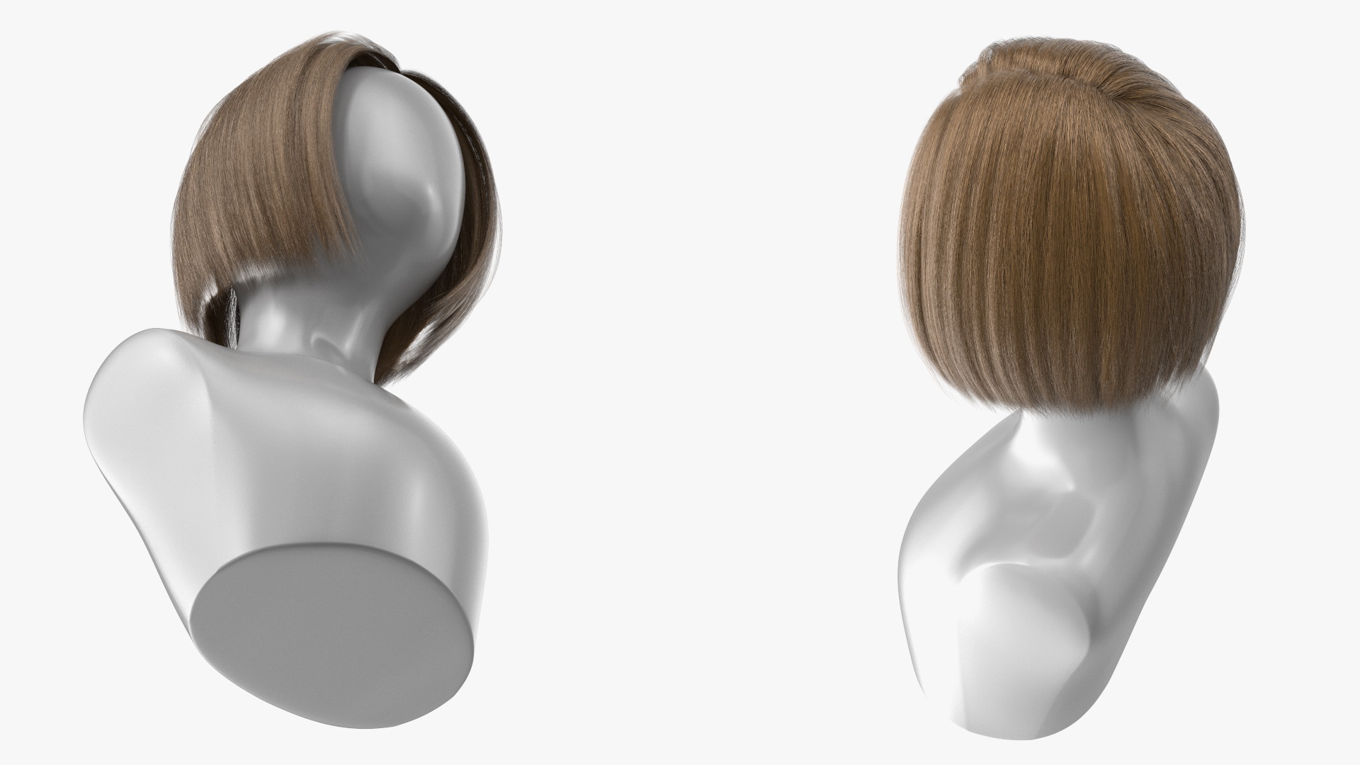 Sleek Bob Hairstyle Wig Brown 3D model