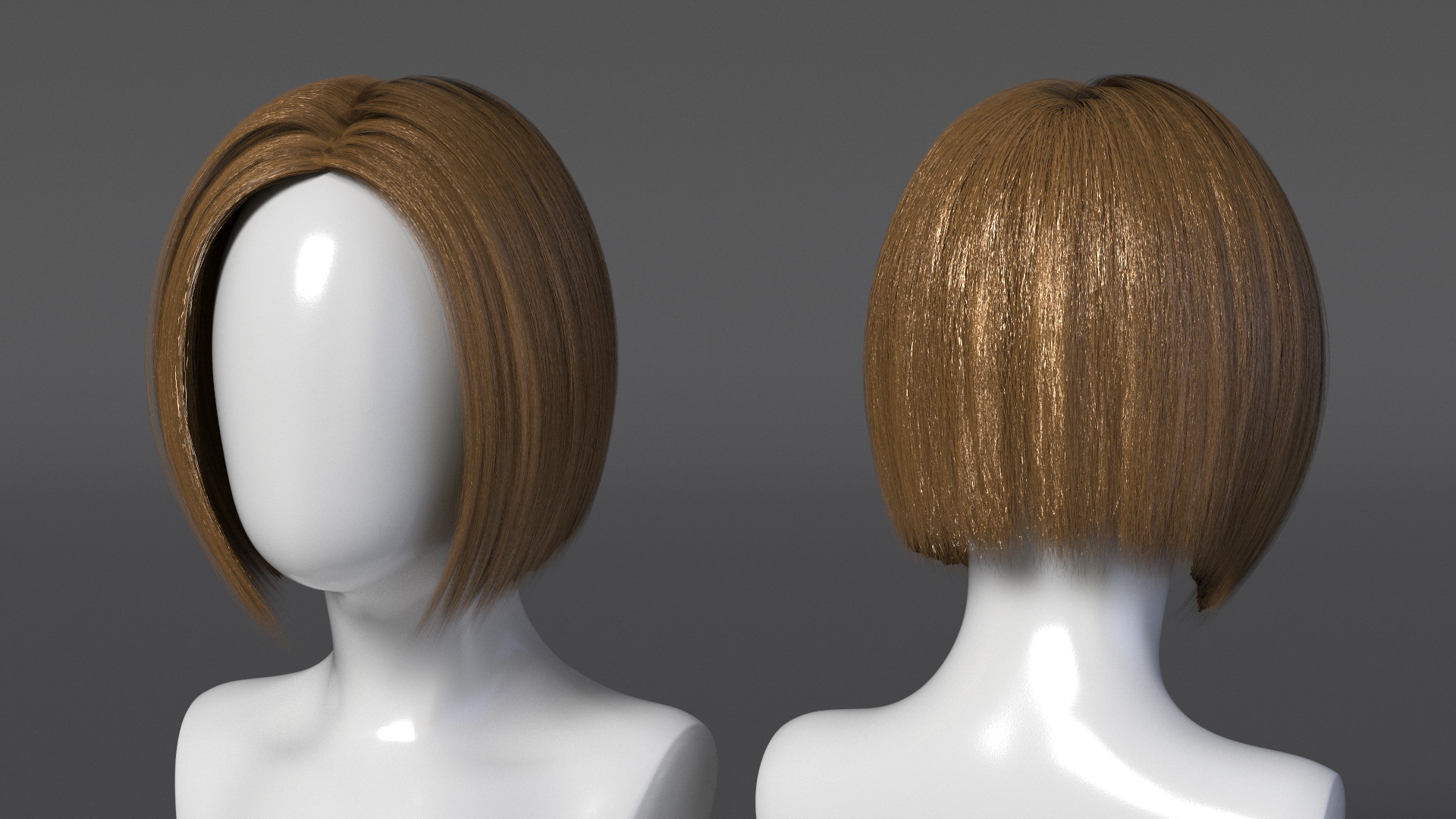 Sleek Bob Hairstyle Wig Brown 3D model
