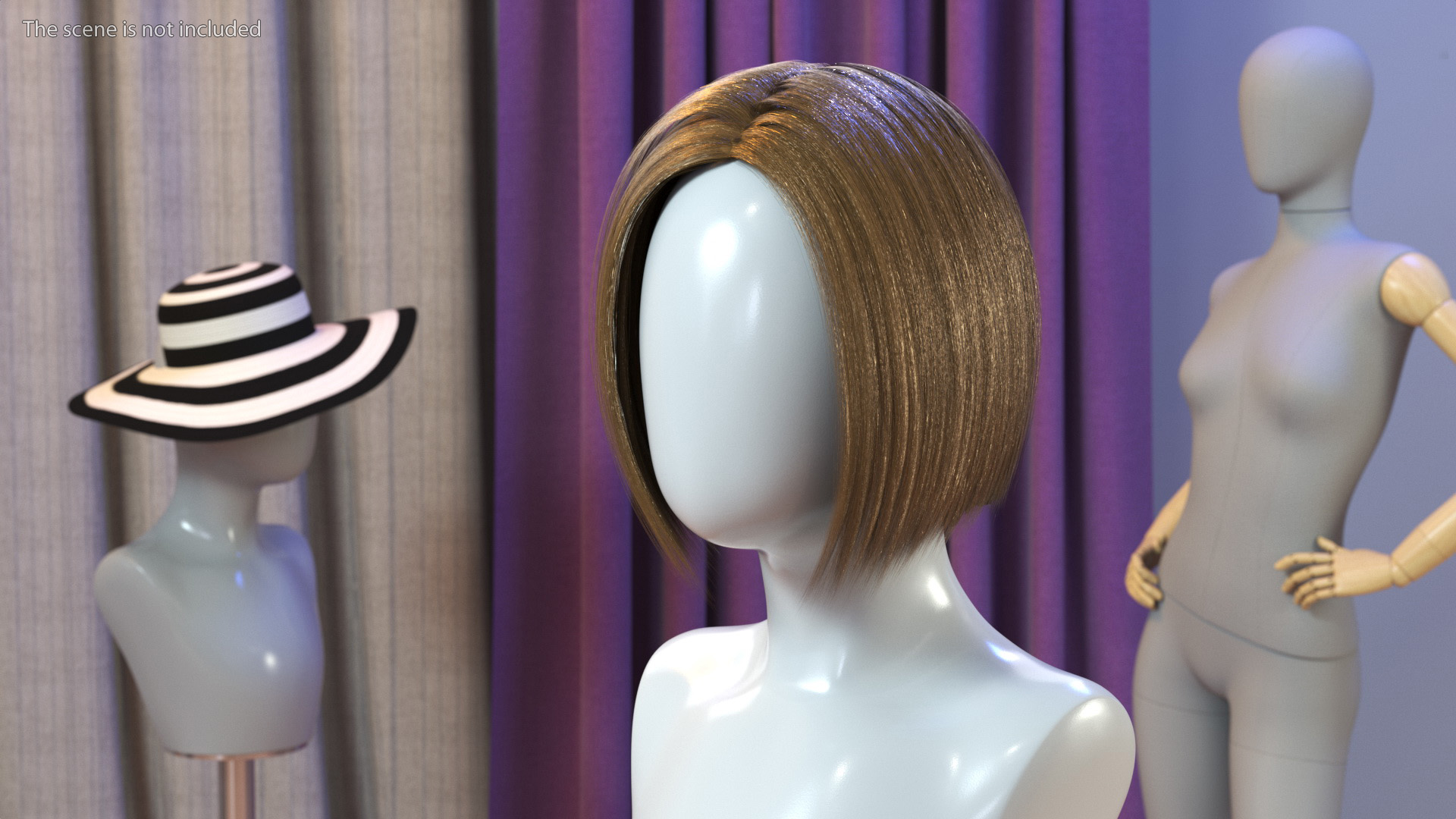 Sleek Bob Hairstyle Wig Brown 3D model