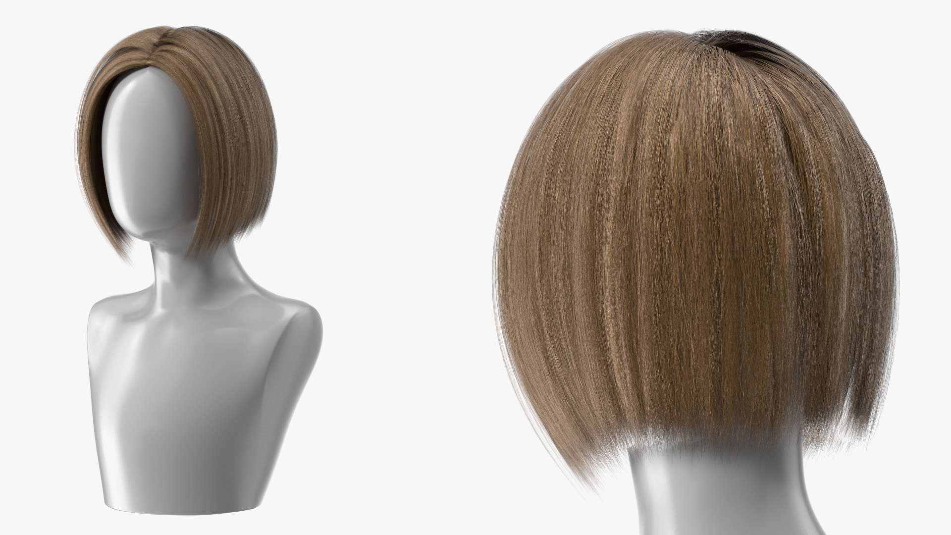 Sleek Bob Hairstyle Wig Brown 3D model