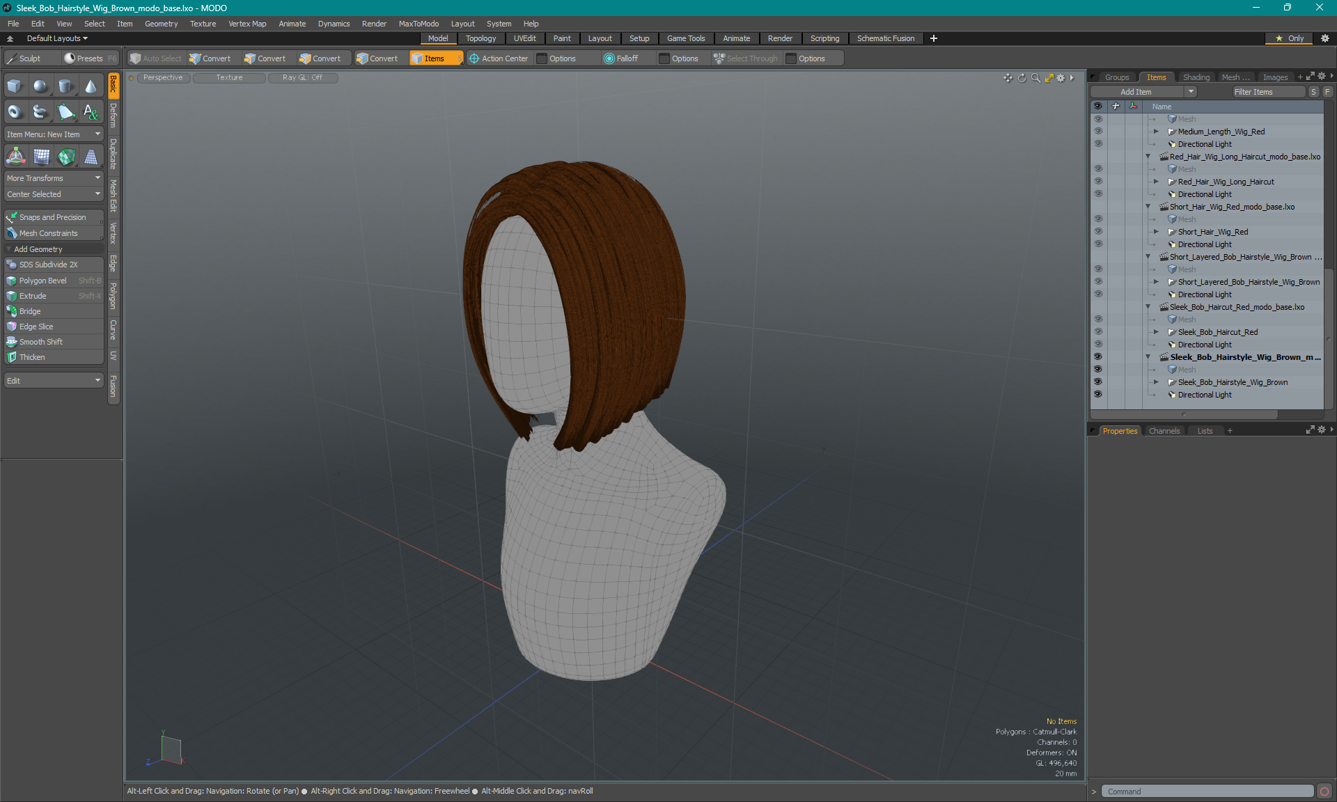 Sleek Bob Hairstyle Wig Brown 3D model