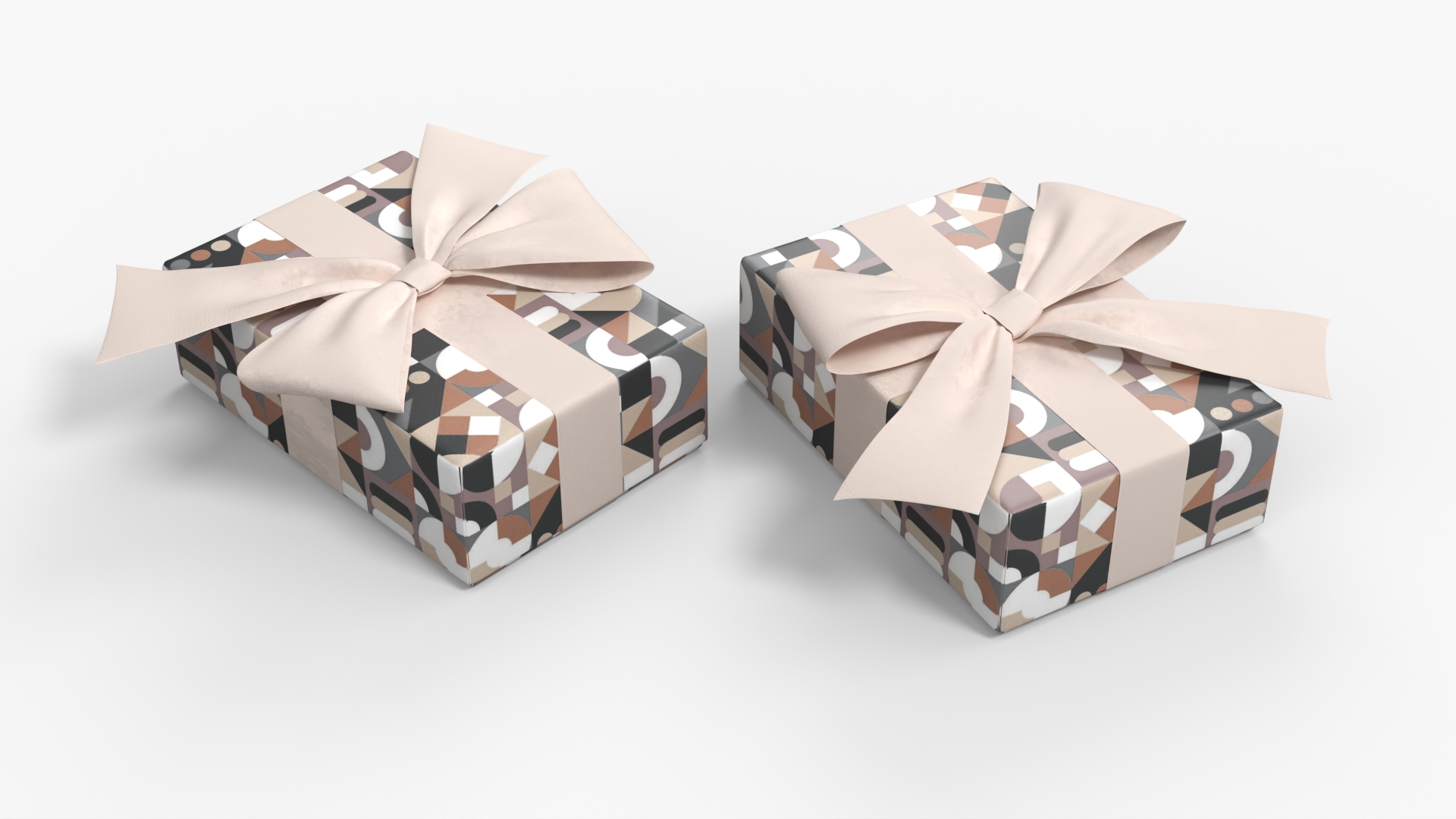 Abstract Pattern Gift Box with Bow Beige, view 5