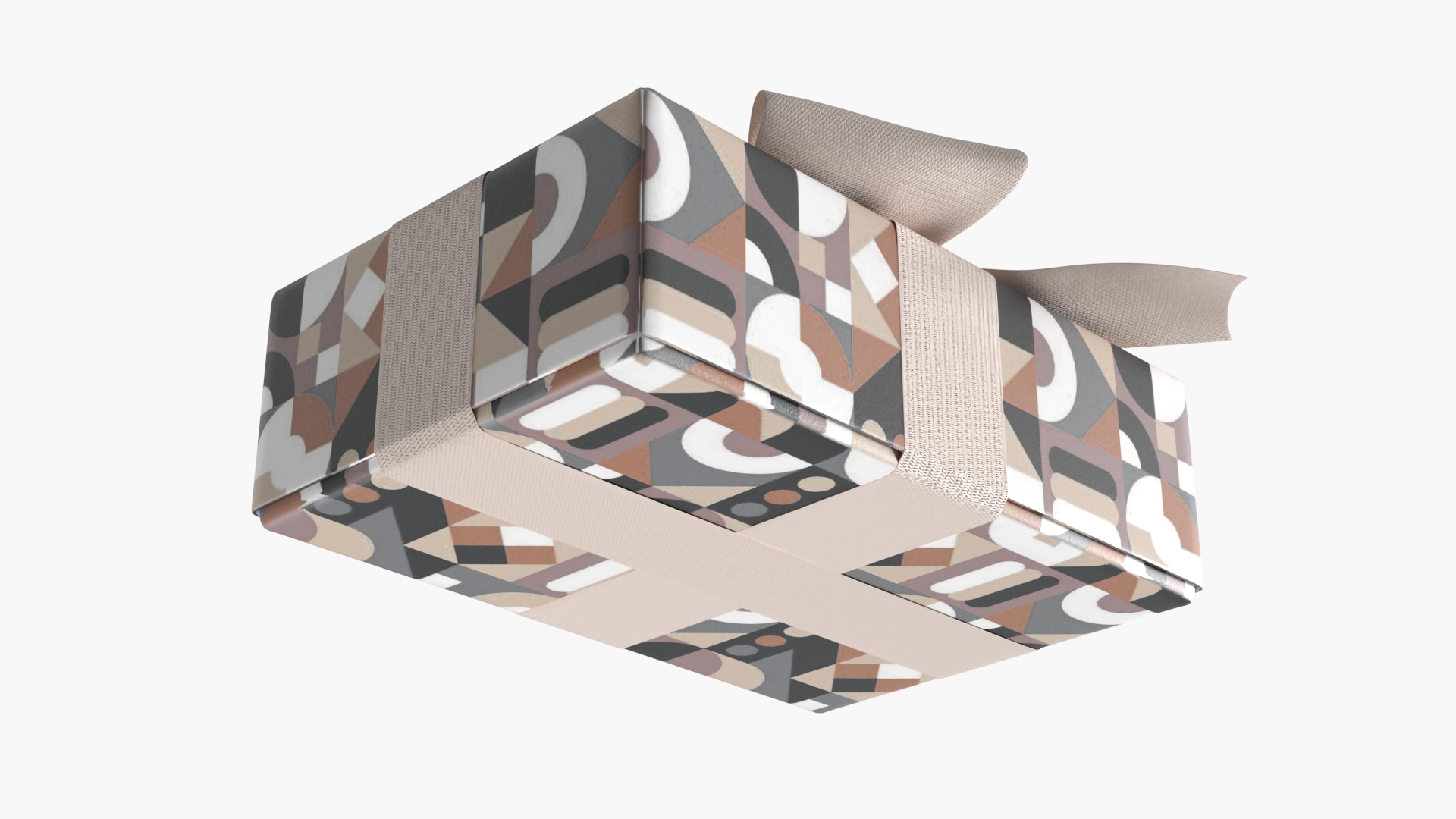 Abstract Pattern Gift Box with Bow Beige, view 7