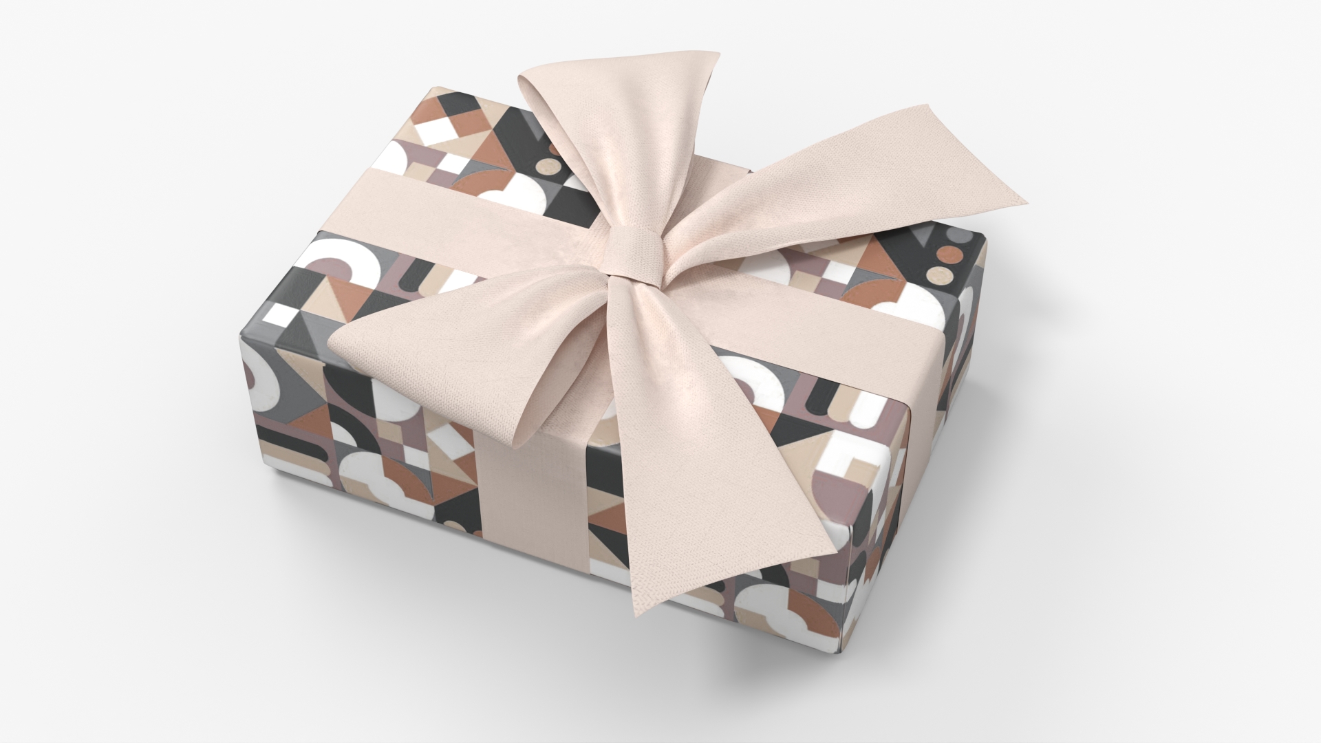 Abstract Pattern Gift Box with Bow Beige, view 6