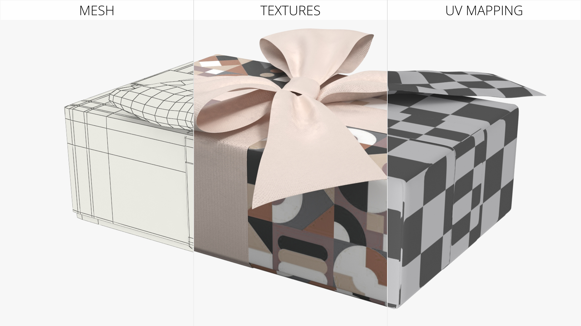Abstract Pattern Gift Box with Bow Beige, view 9