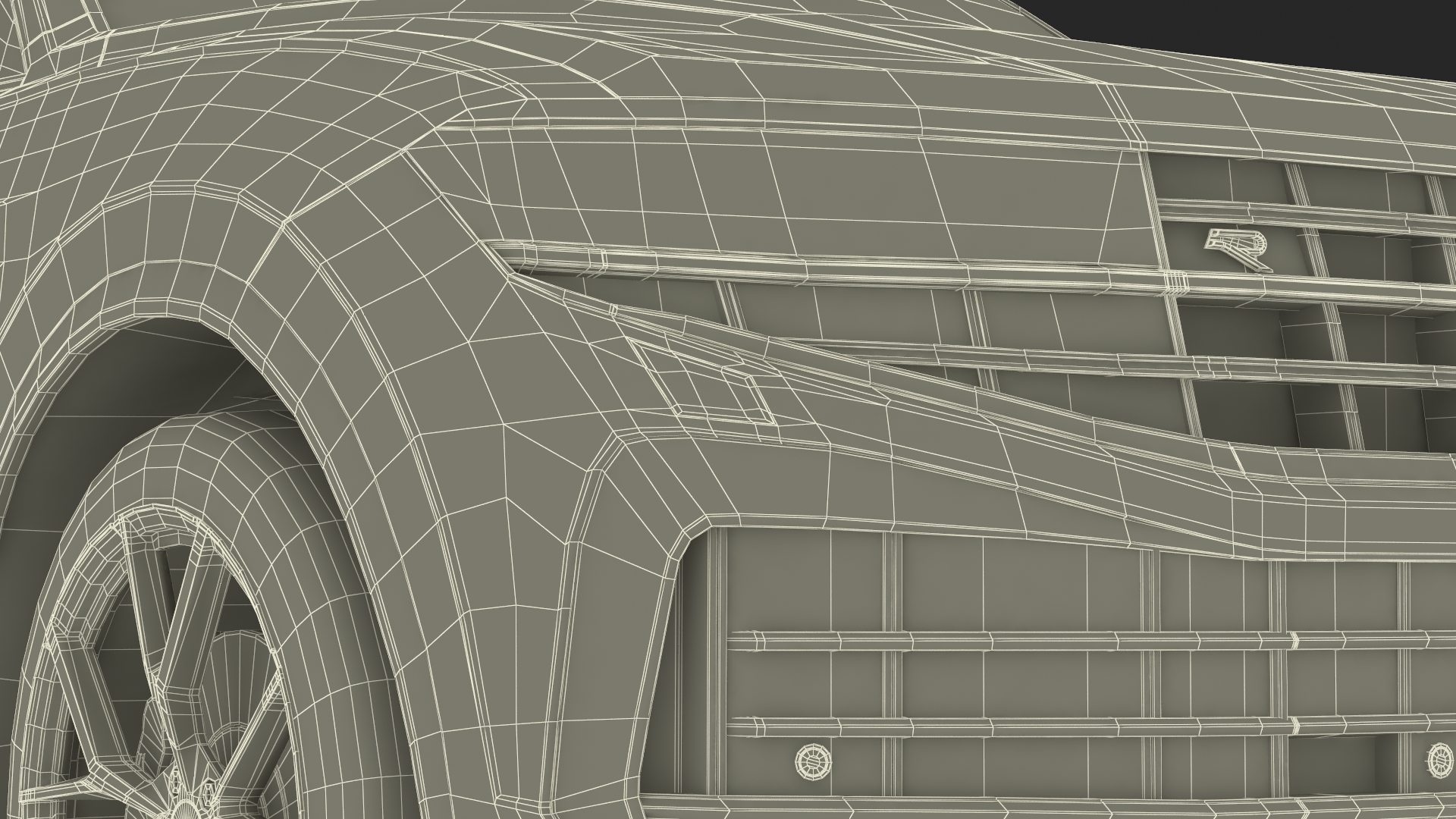 3D Electric SUV White Lights On model