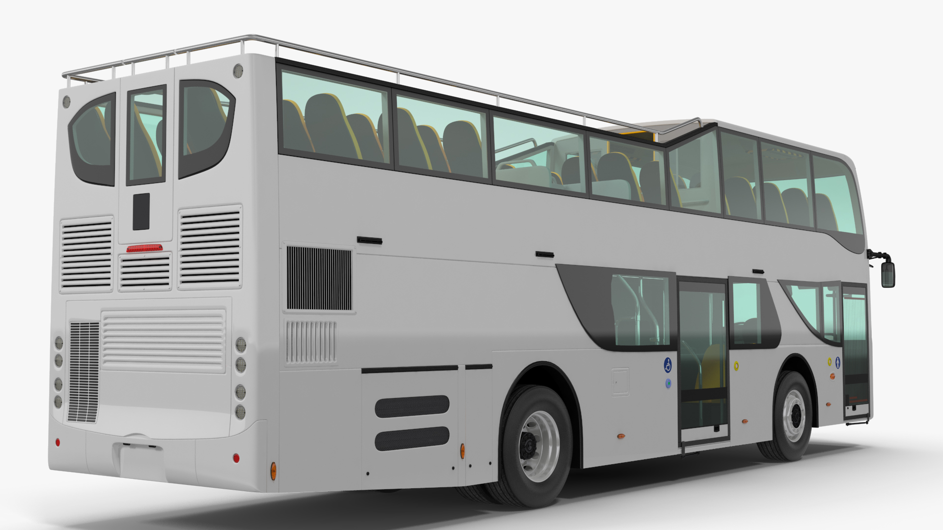 Open Top Tourist Bus Simple Interior White 3D