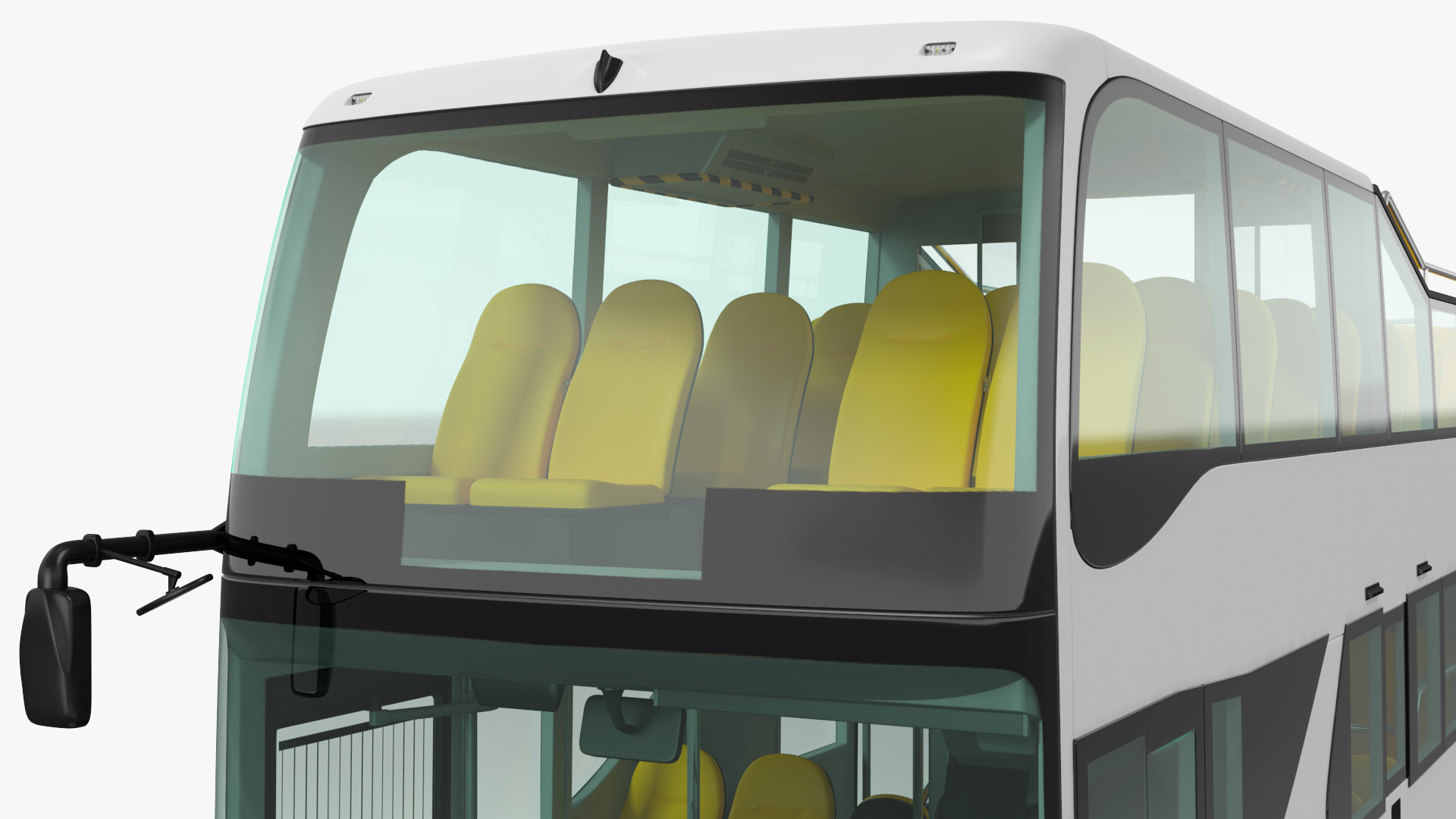 Open Top Tourist Bus Simple Interior White 3D