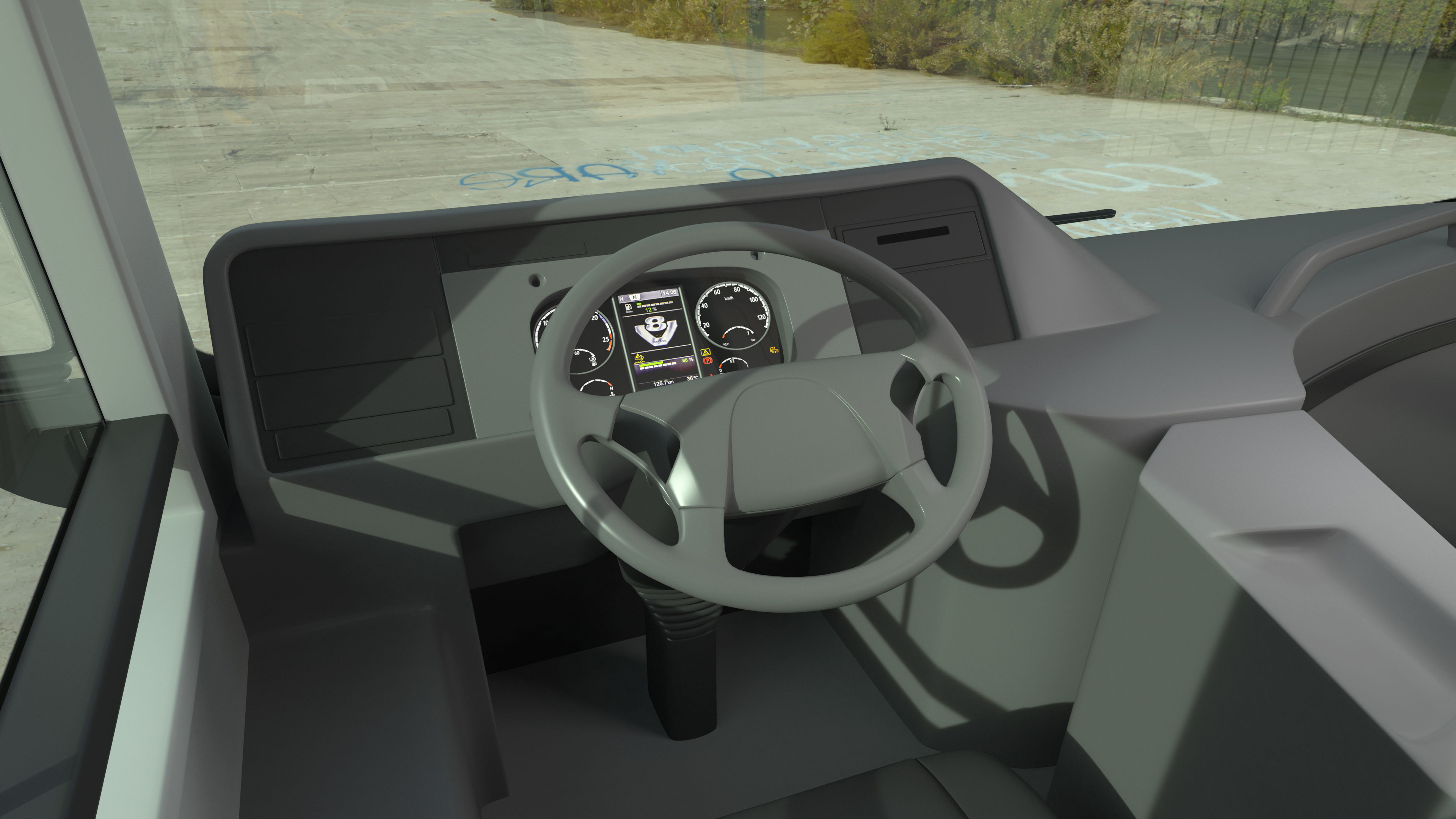 Open Top Tourist Bus Simple Interior White 3D