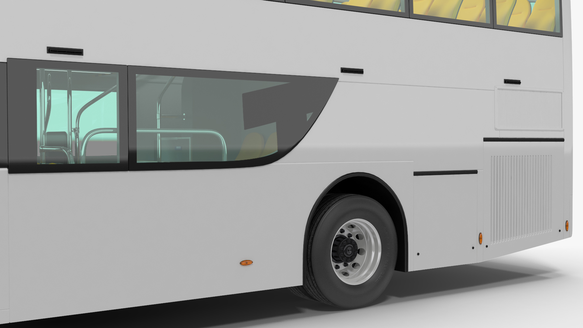 Open Top Tourist Bus Simple Interior White 3D
